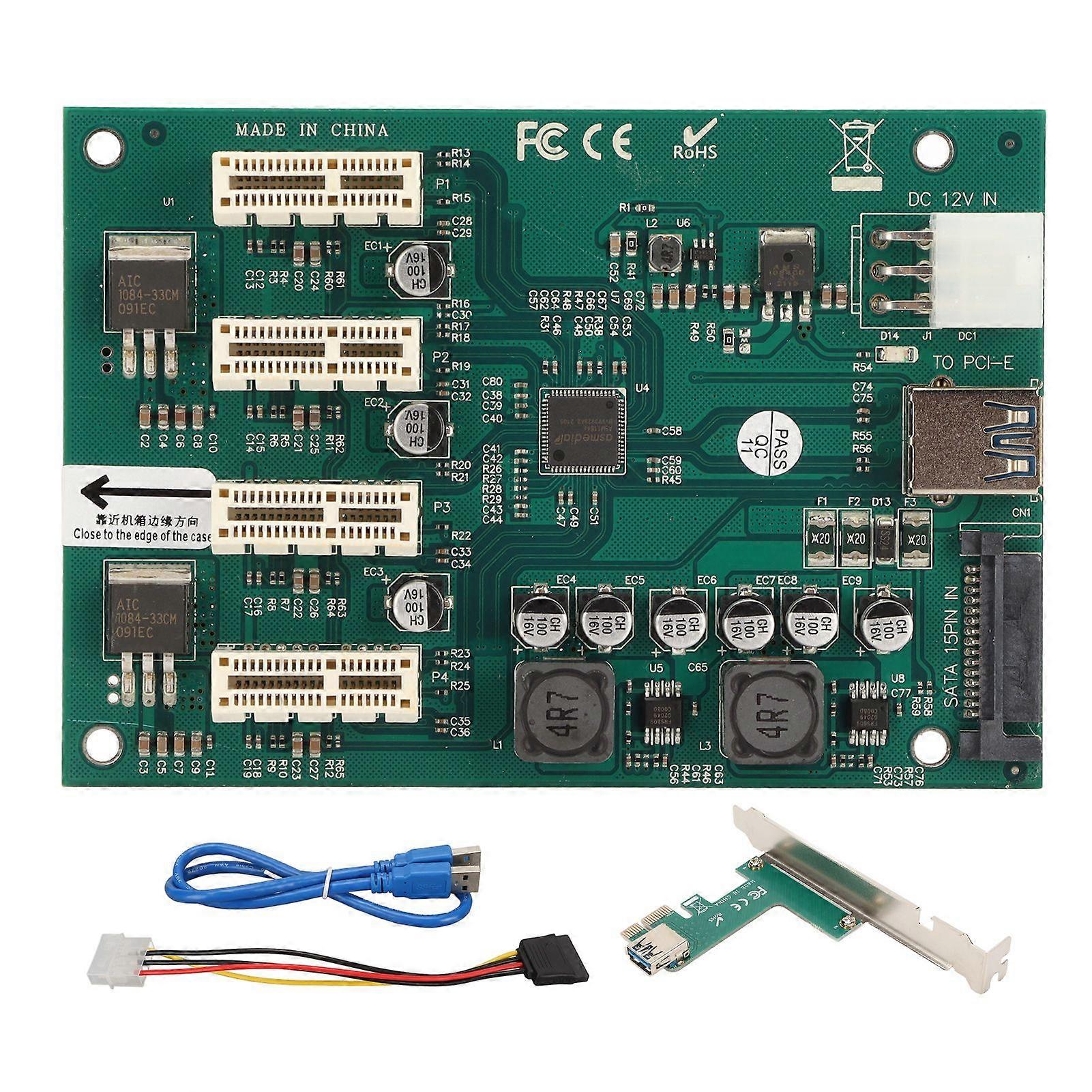 PCI E X1 to 4xPCI E X1 Adapter Card Plug and Play PCB PCI E X1 Adapter Card for Windows for Linux