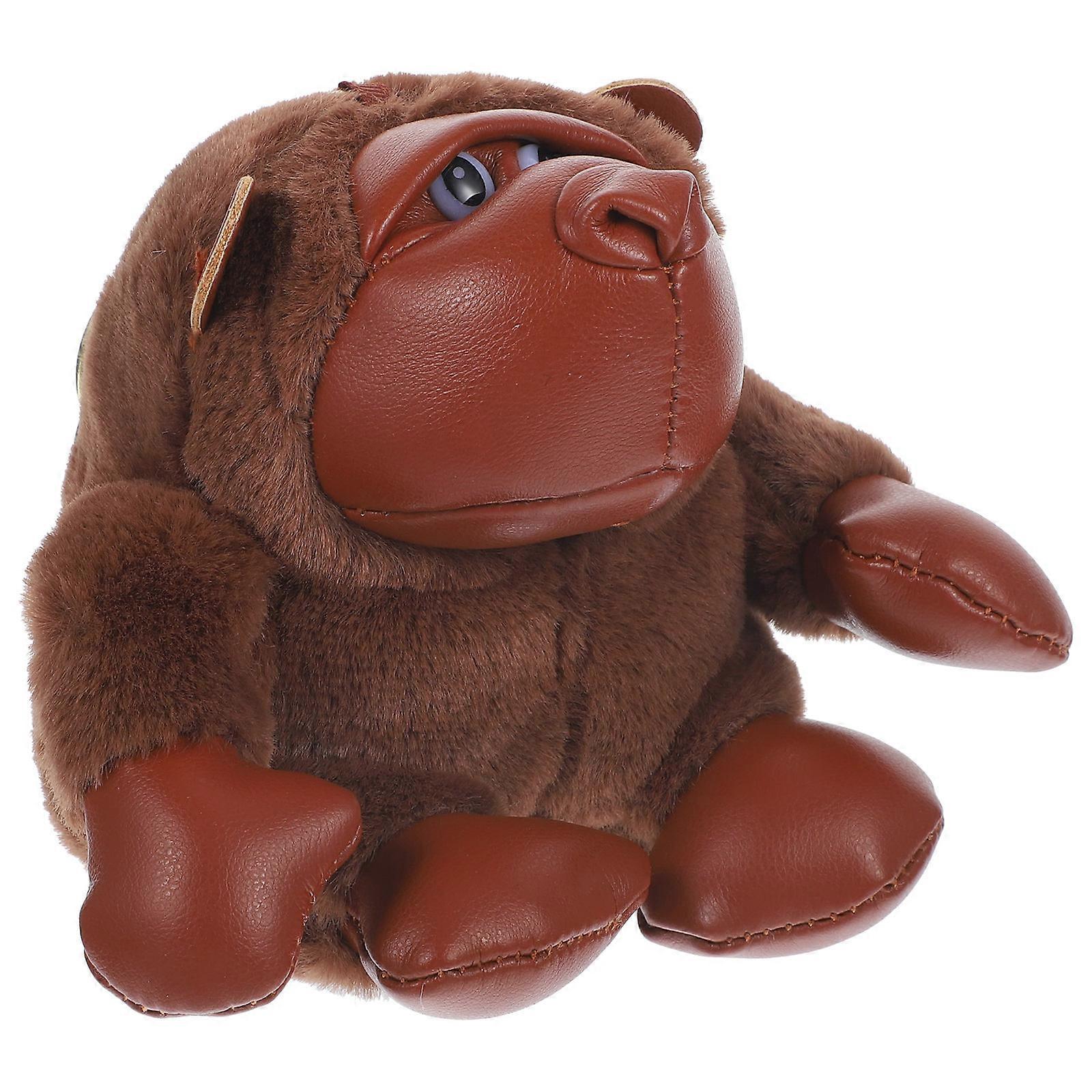 Brown Plush Gorilla Keychain Pendant for Hanging Keys 4Pcs Decorative