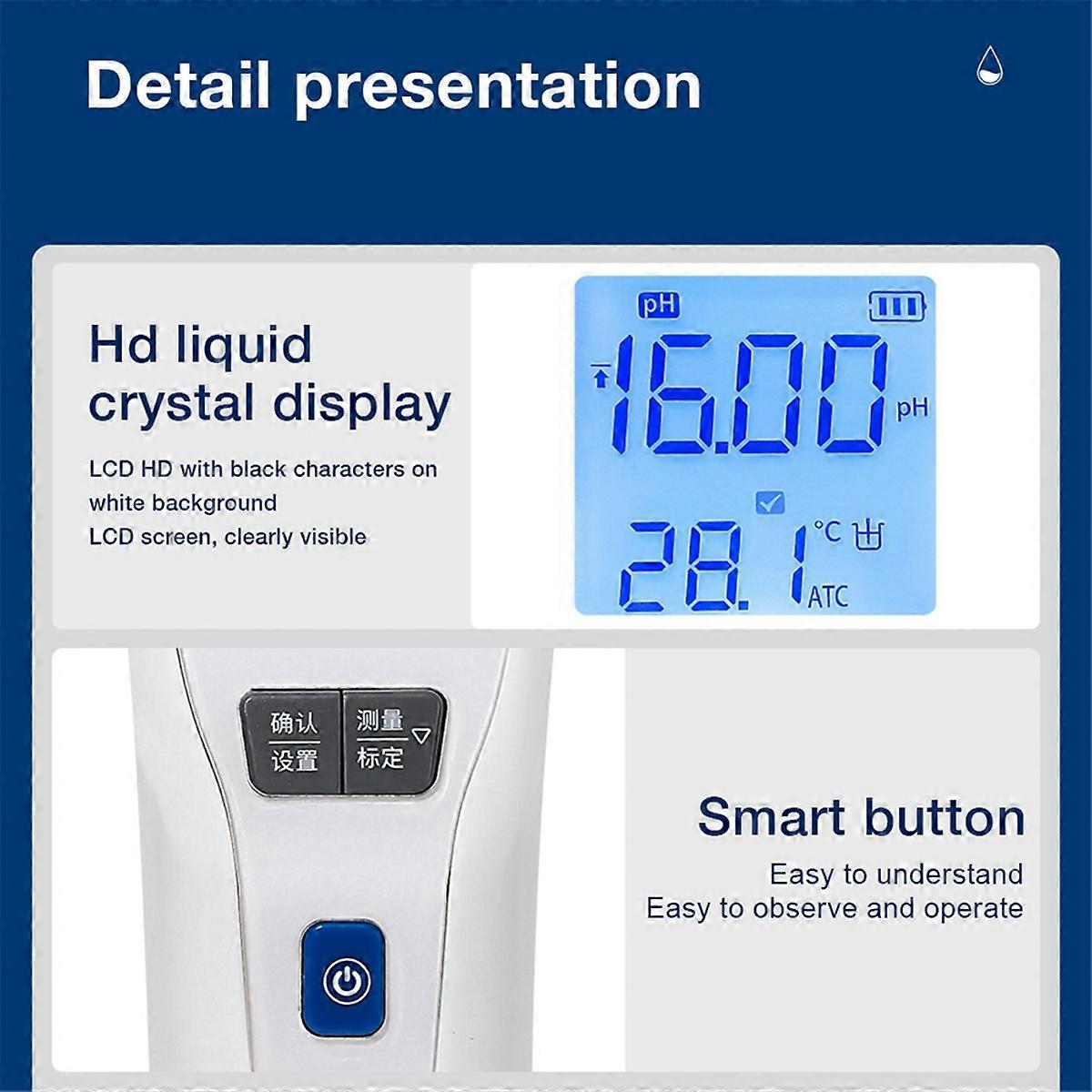 PH Pen Type Acidity Measuring Meter High Precision PH872 EU Plug