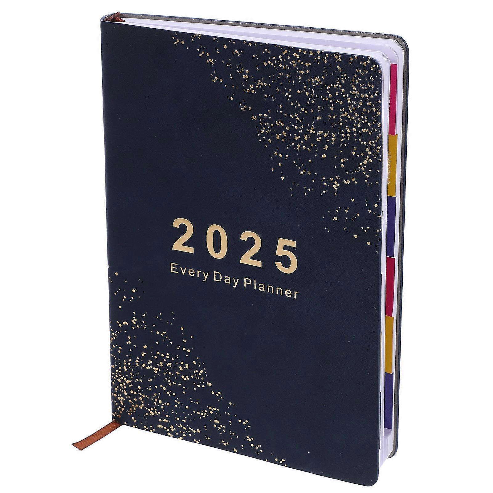 Academic Planner Portable Planner Book for Writing 3Pcs Navy PU Material