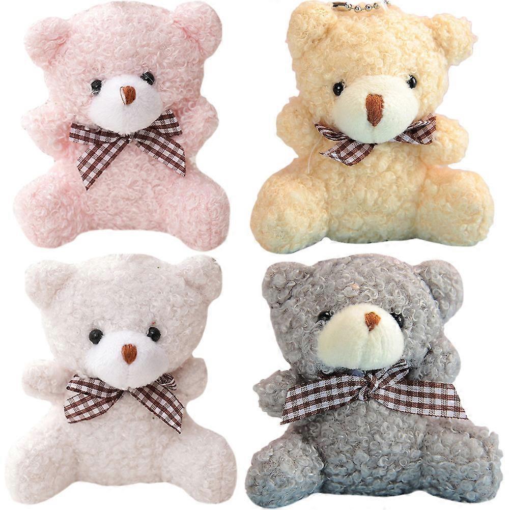 Plush Bear Keychains 16 Pcs Decorate Daily Use Keys Mobile Phones Assorted Color Hanging Decor