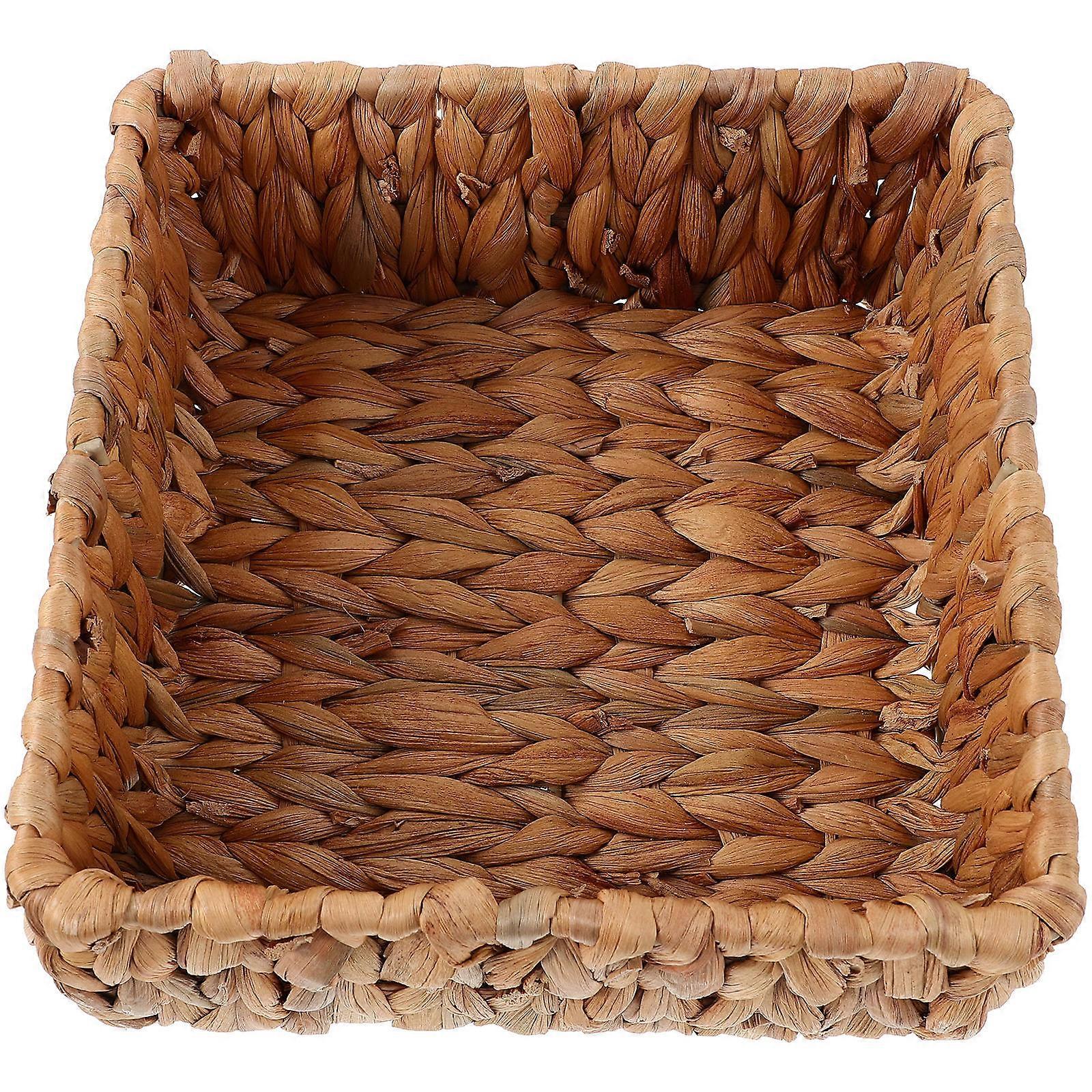 Woven Storage Basket For Home Organization Light Brown Rectangular Simple And Elegant 1Pcs