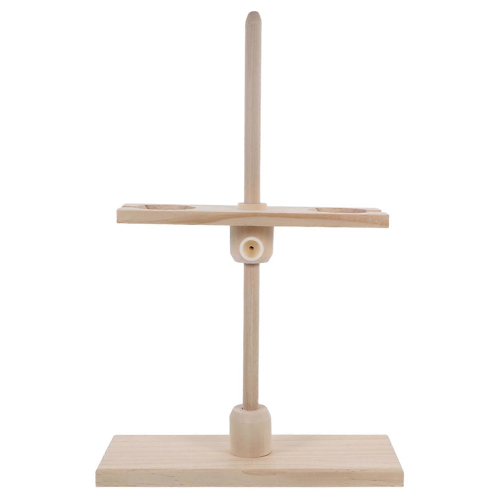 Dual Hole Wooden Funnel Support Rack for Laboratory Storage