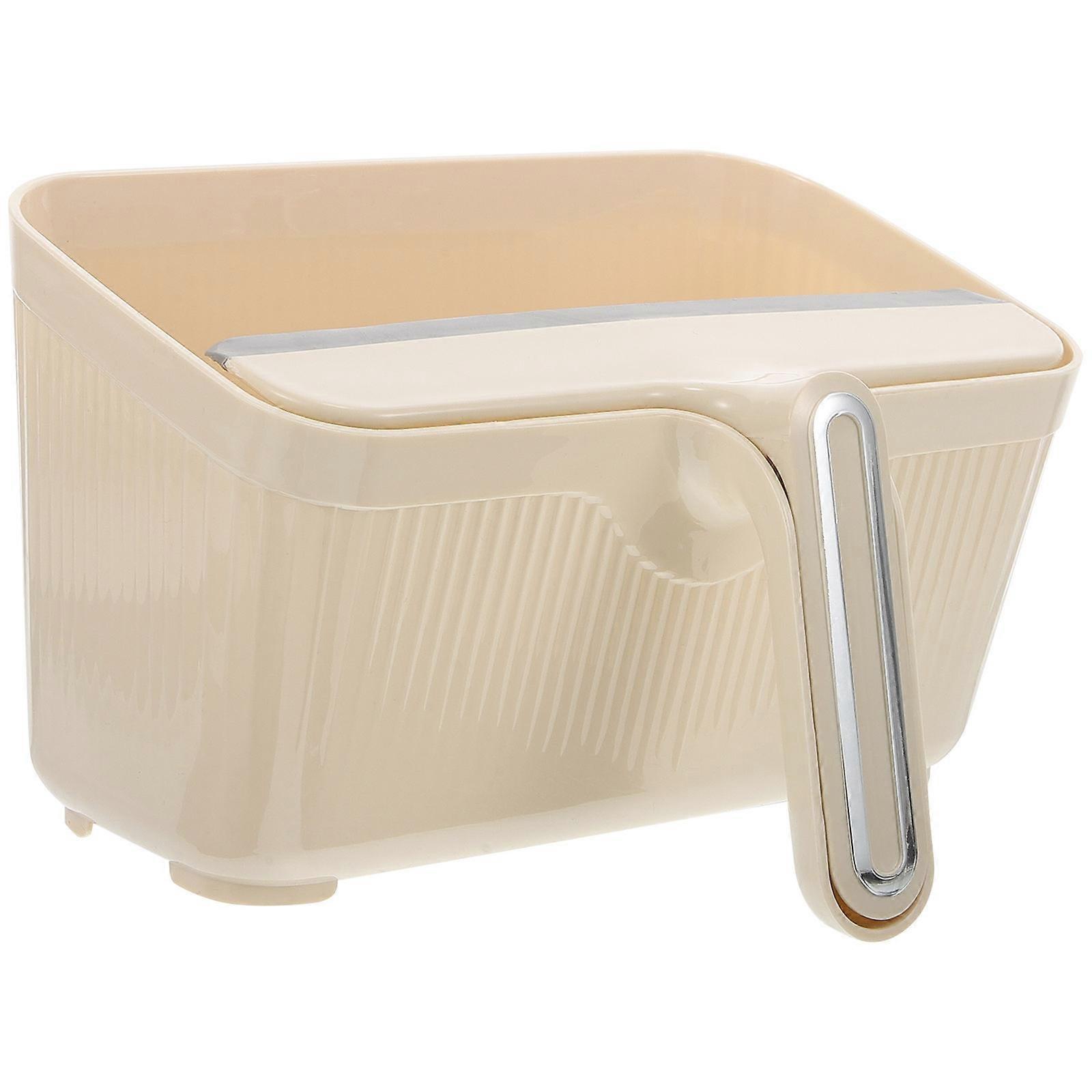 Bedroom Trash Can Desktop Garbage Container for Car Use 2Sets Beige Plastic Bin