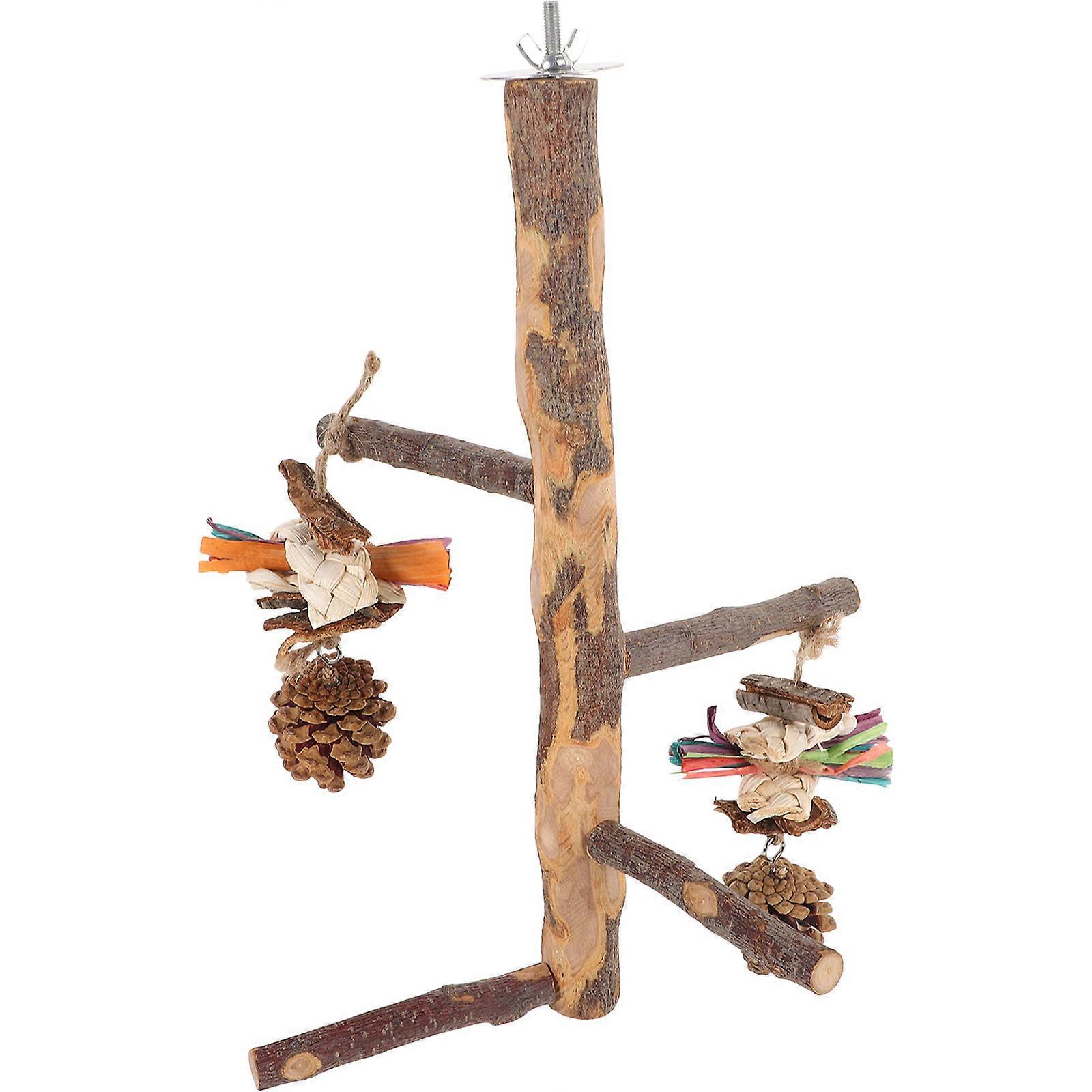 Cage Perch Stand Multi-Use Pinecone Bird Toy For Indoor Use 30X22.5X22.5CM 1Pcs