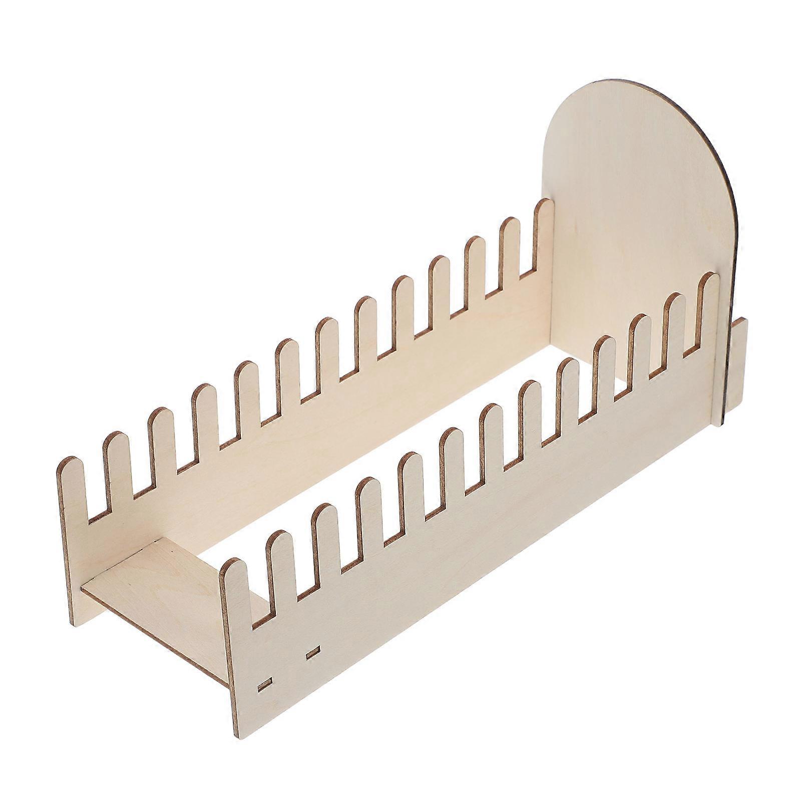 Wooden Greeting Card Display Rack For Office Use 12 Slots Beige Minimalist Design 4 Sets