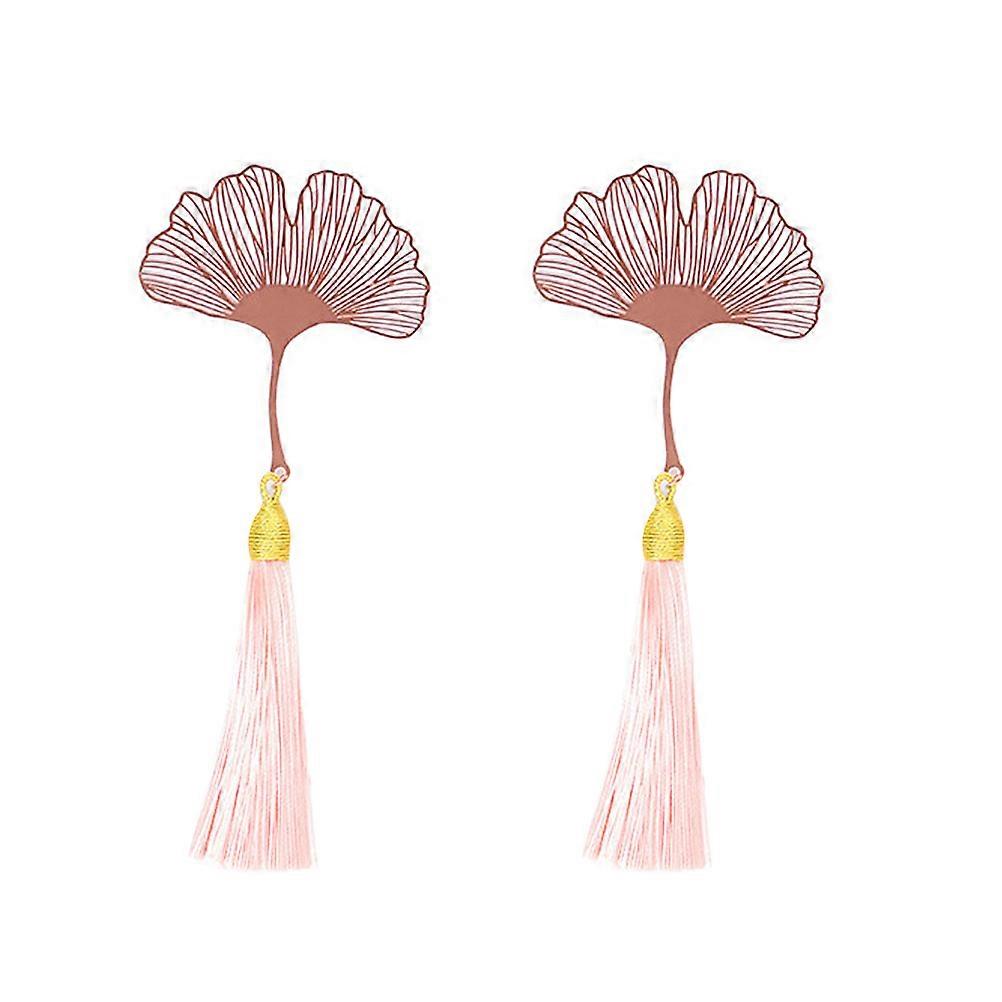 Creative Leaf Bookmarks Metal Bookmark with Tassel Decoration 6Pcs