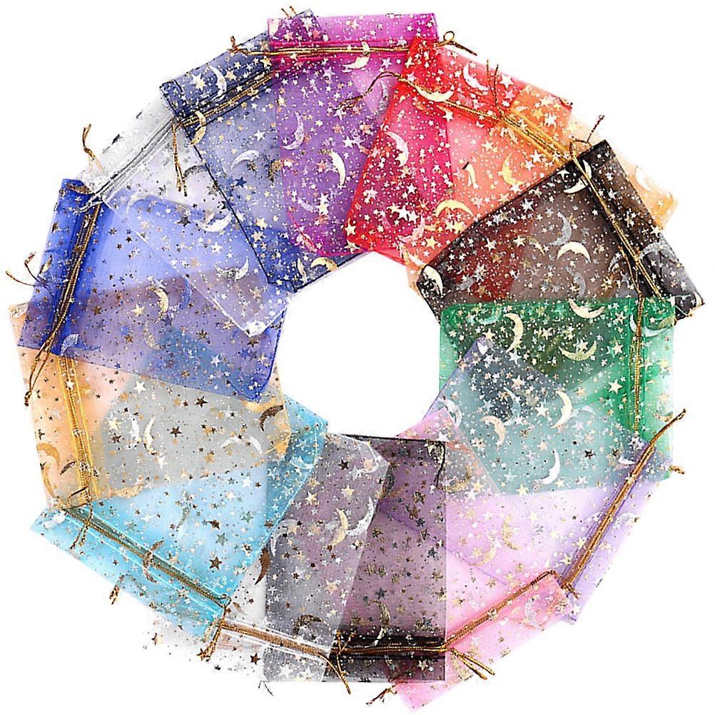 200 Pcs Assorted Color Sheer Organza Bags For Birthday Party Storage Elegant Jewelry Pouches 16x11cm Drawstring Closure