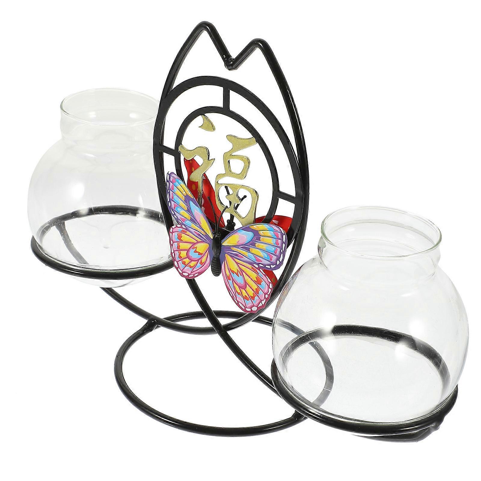 Glass Terrariums for Plants with Iron Rack for Desktop 3Sets