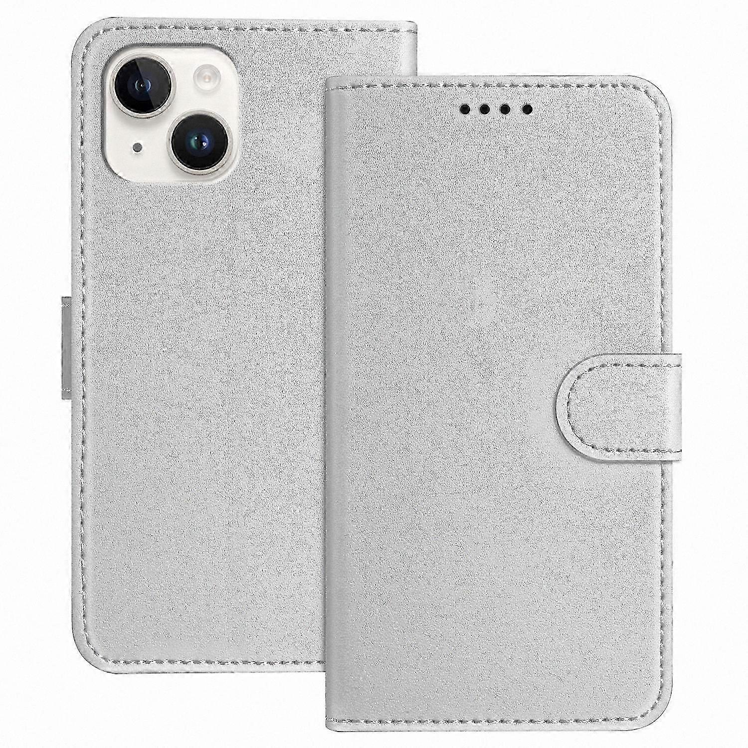 Solid Color Anti-Drop Wallet Case with Stand for 6.1 Inch Phone