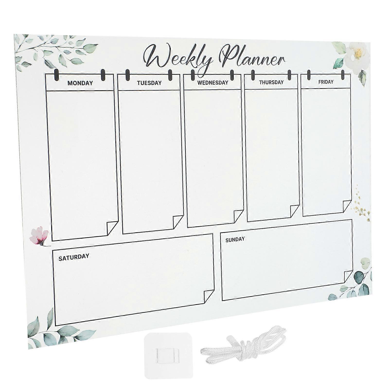 Clear Acrylic Weekly Calendar 5 Sets For Office Use And Restaurant Management Rectangular Reusable Writing Boards