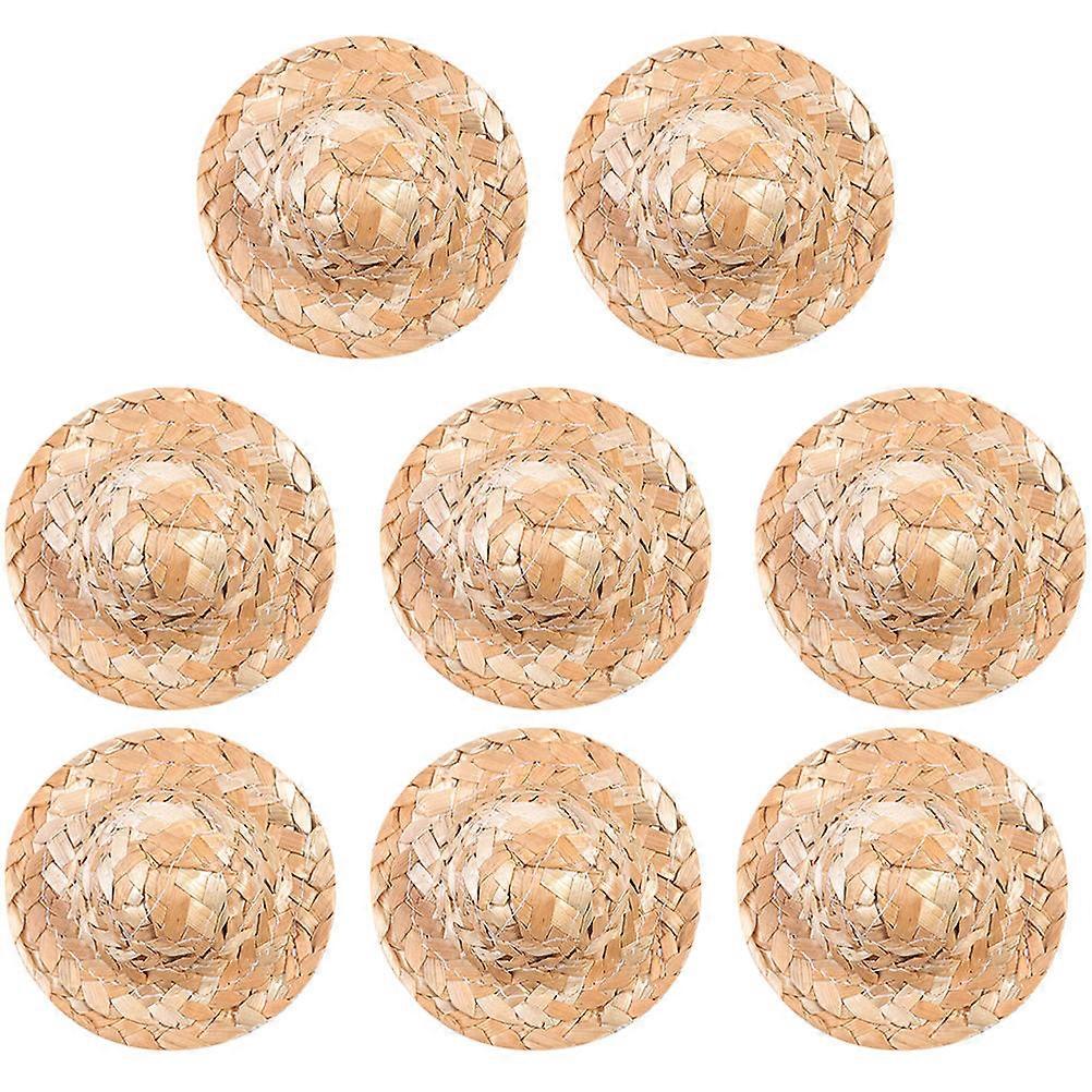 Mini Straw Top-Hat Small Hats Decor for Wearing 32Pcs Beige Straw