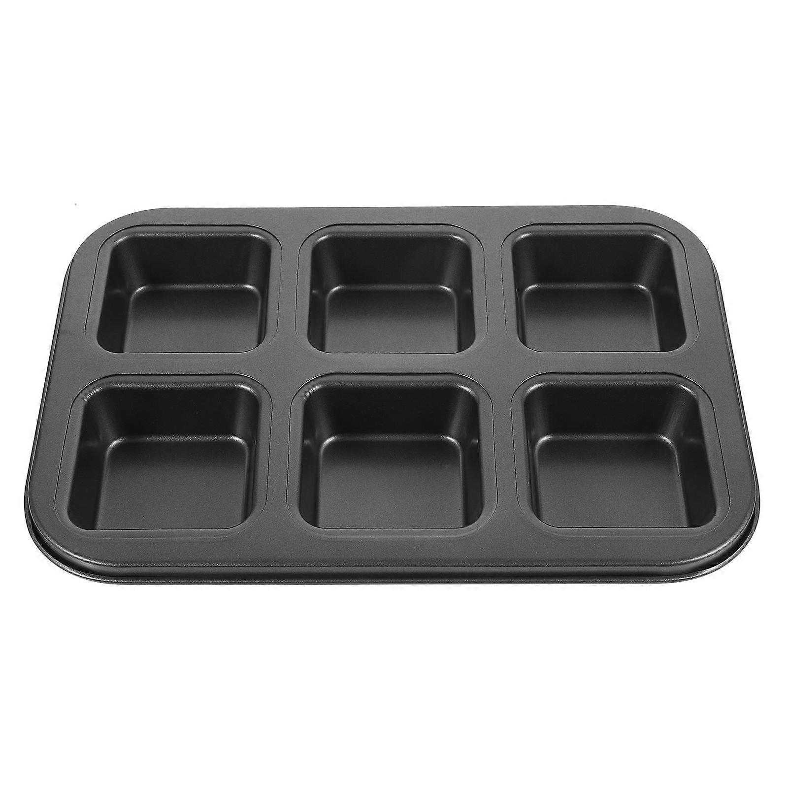 Black Square Muffin Pan Non-Stick Bread Pan for Baking 2Pcs Cake Mold