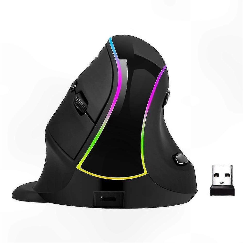 Vertical Ergonomic Mouse with RGB Lighting - Wireless Rechargeable for Office and Home Computers Running Windows
