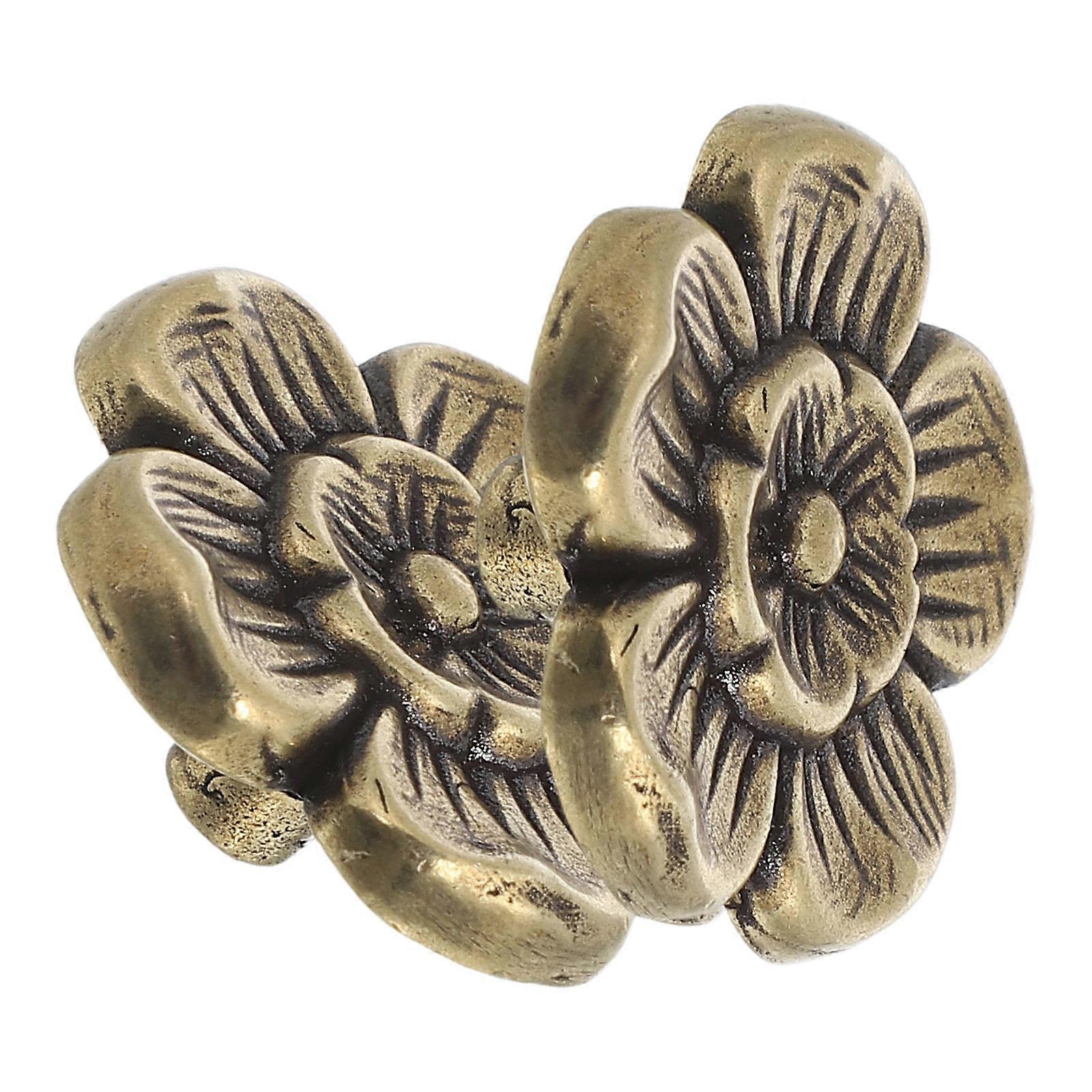 Brass Cabinet Knobs Flower Design for Drawer 10Pcs Vintage Style Handles