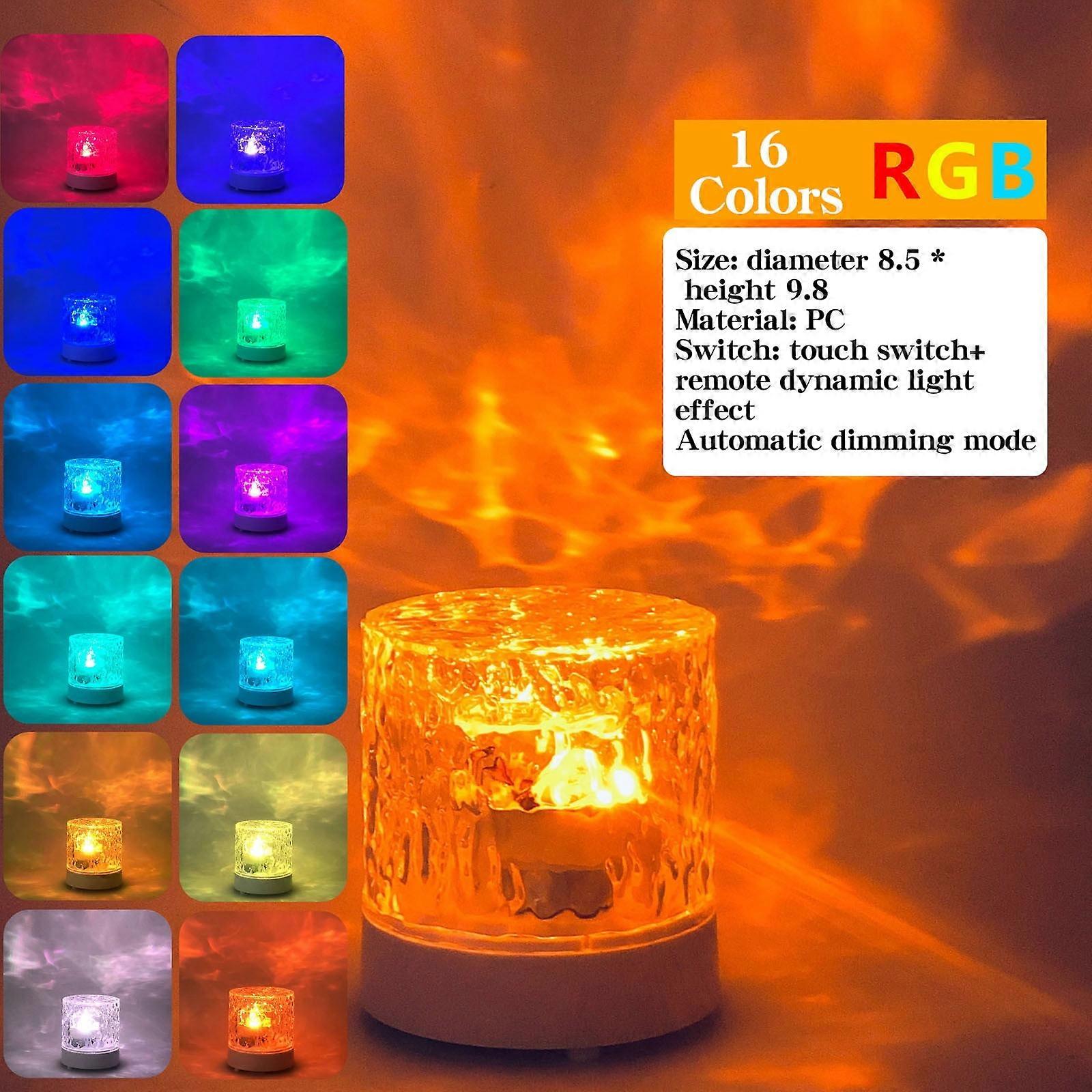 Livrdious LED Water Ripple Night Light, USB Rechargeable RGB Crystal Lamp with Remote, Dimmable Color Change, compatible with bedroom décor