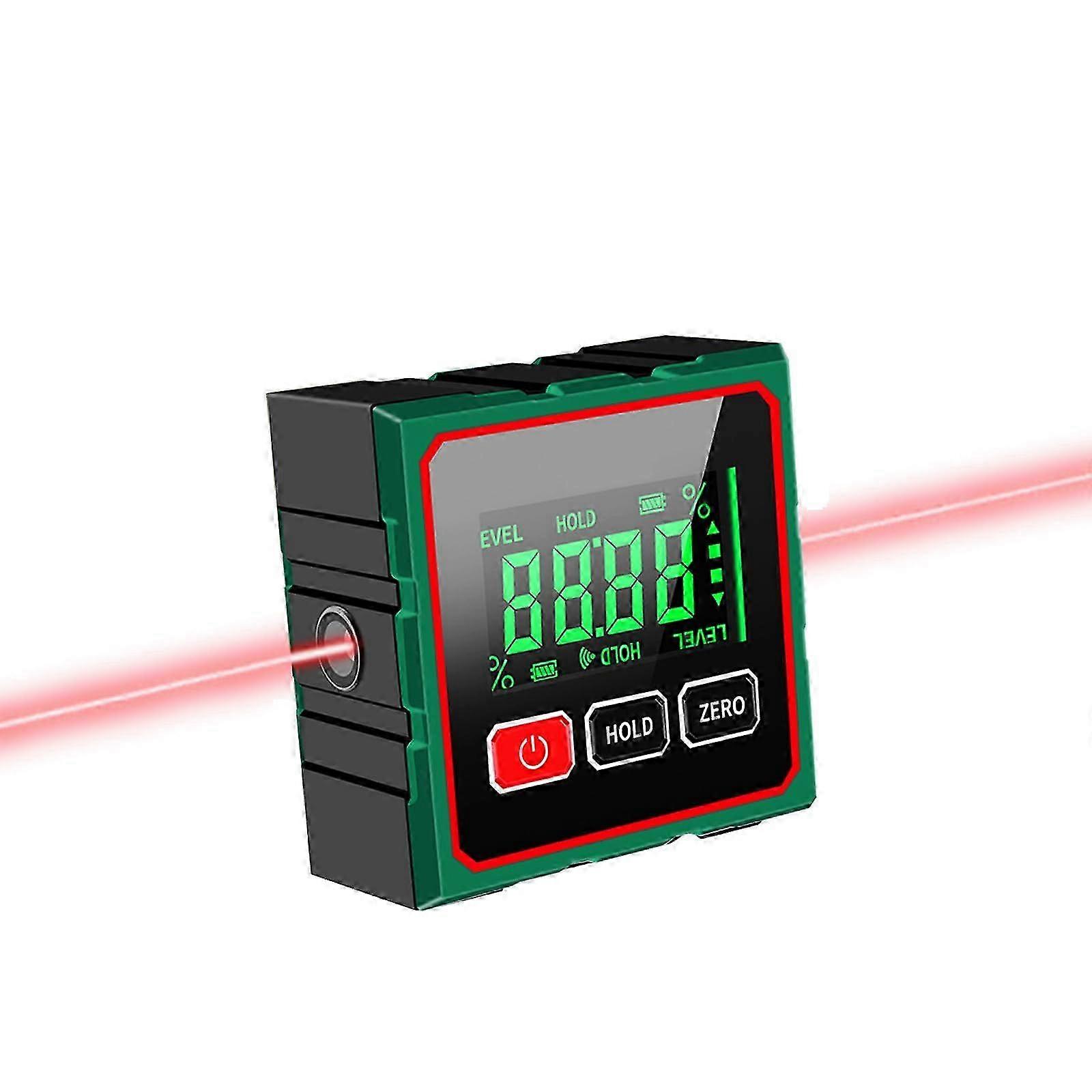 25-26 Digital Angle Finder Laser Protractor With 4Side Magnetic Digital Gauge Bevel Gauge Spirit Level Tool 0210 Red
