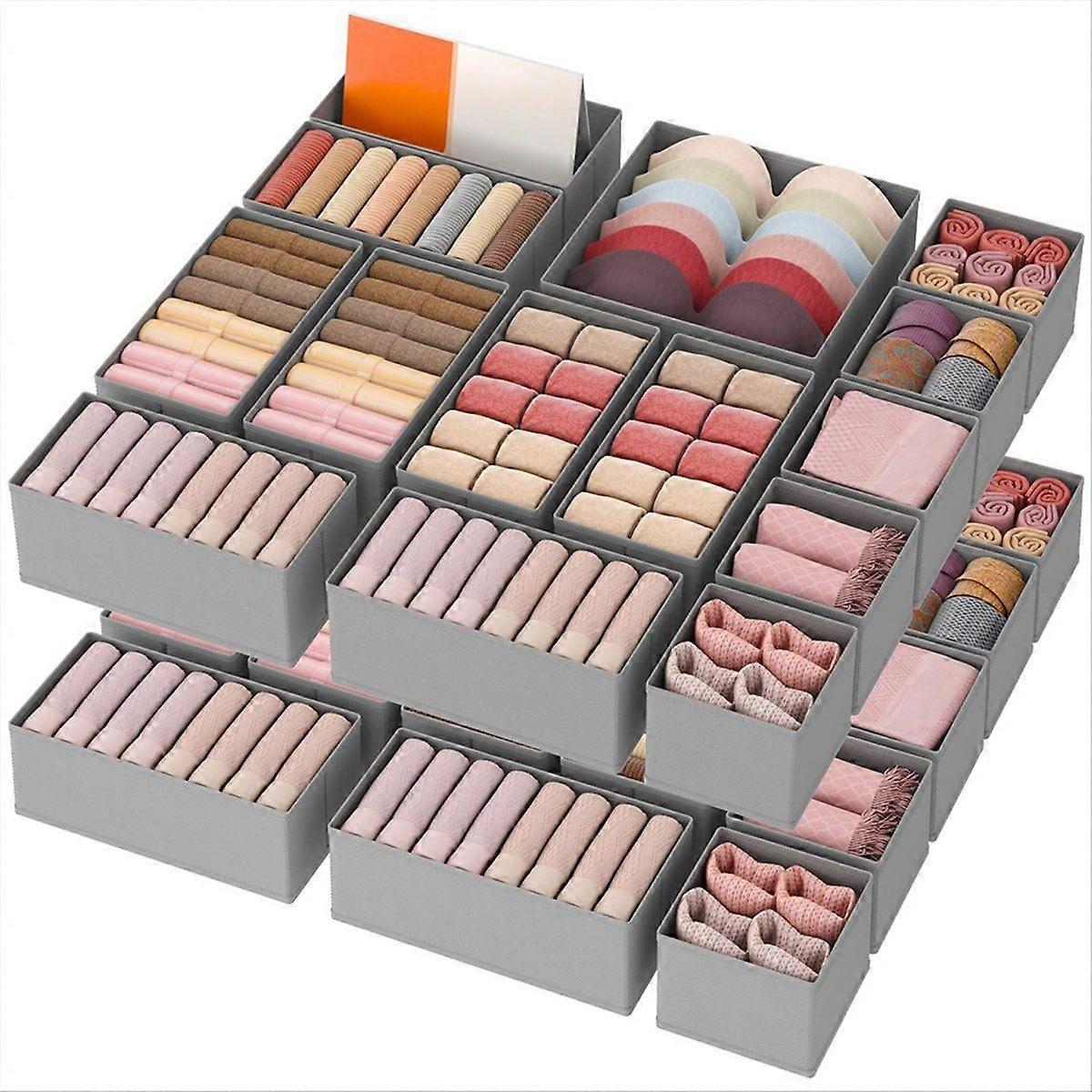 Closet Drawer Organizer Set, 16-Pack in 3 Sizes, Fabric Storage Bins