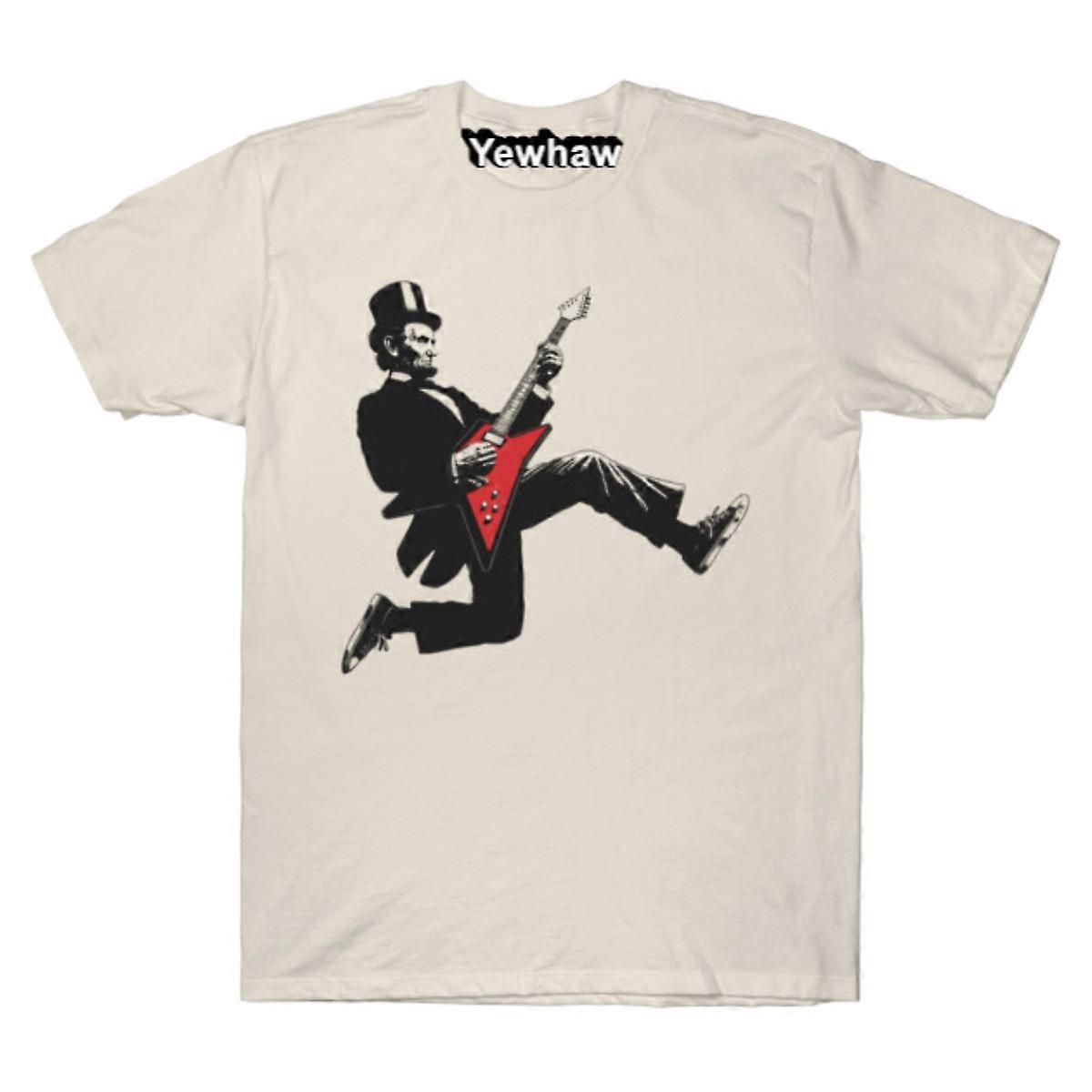 אברהם לינקולן מנגן בגיטרה חשמלית חולצת טריקו מצחיקה