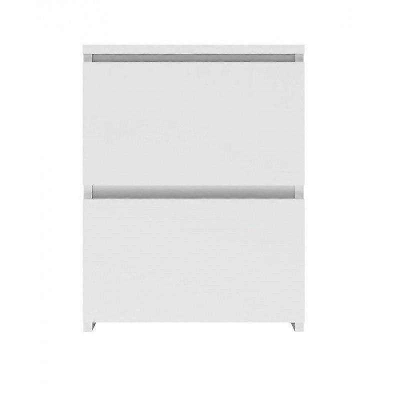 W2 Bedside Table 2 Drawers White Matt