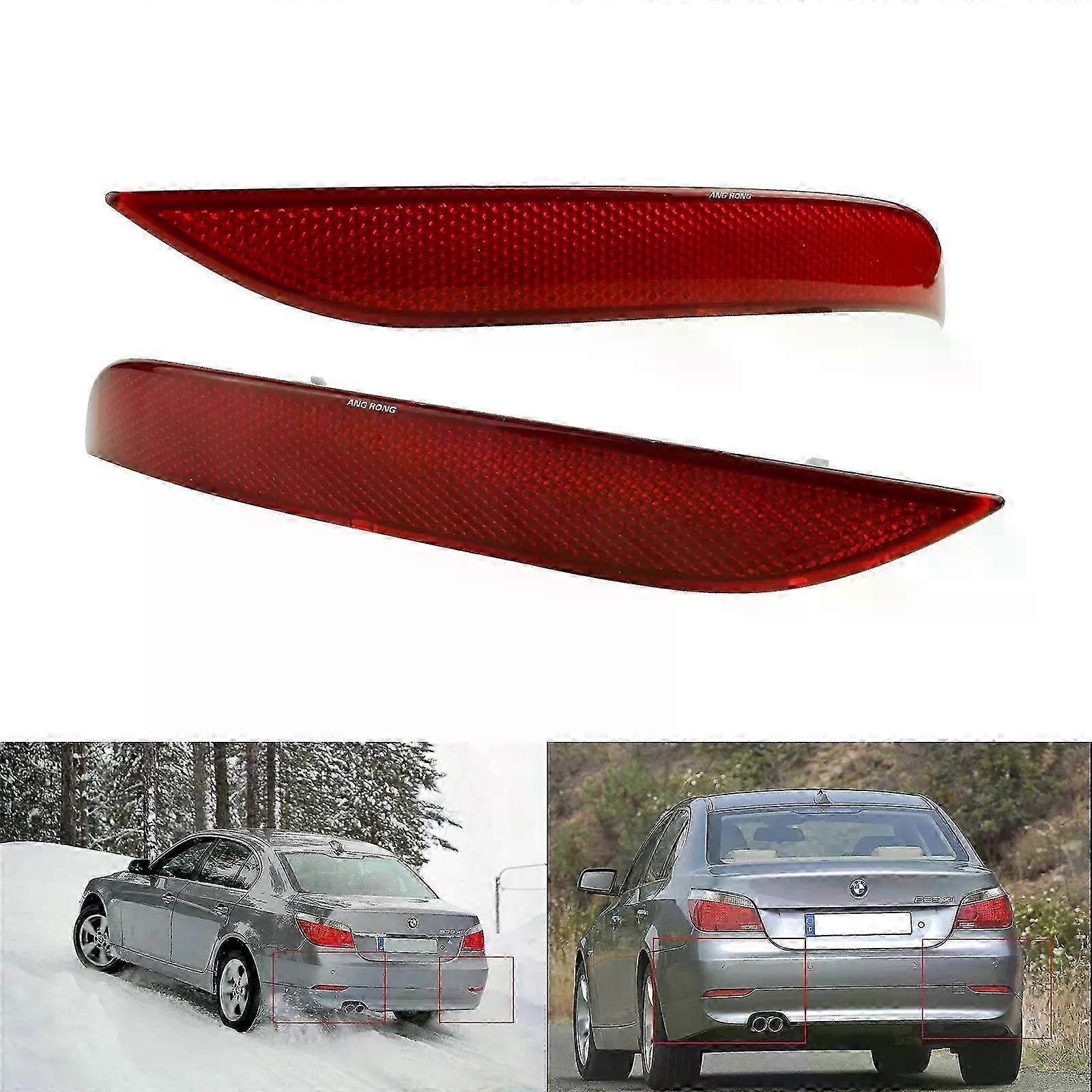 Pair For BMW E60 E61 2003-2007 Red Lens Rear Bumper Reflector L & R Without Light