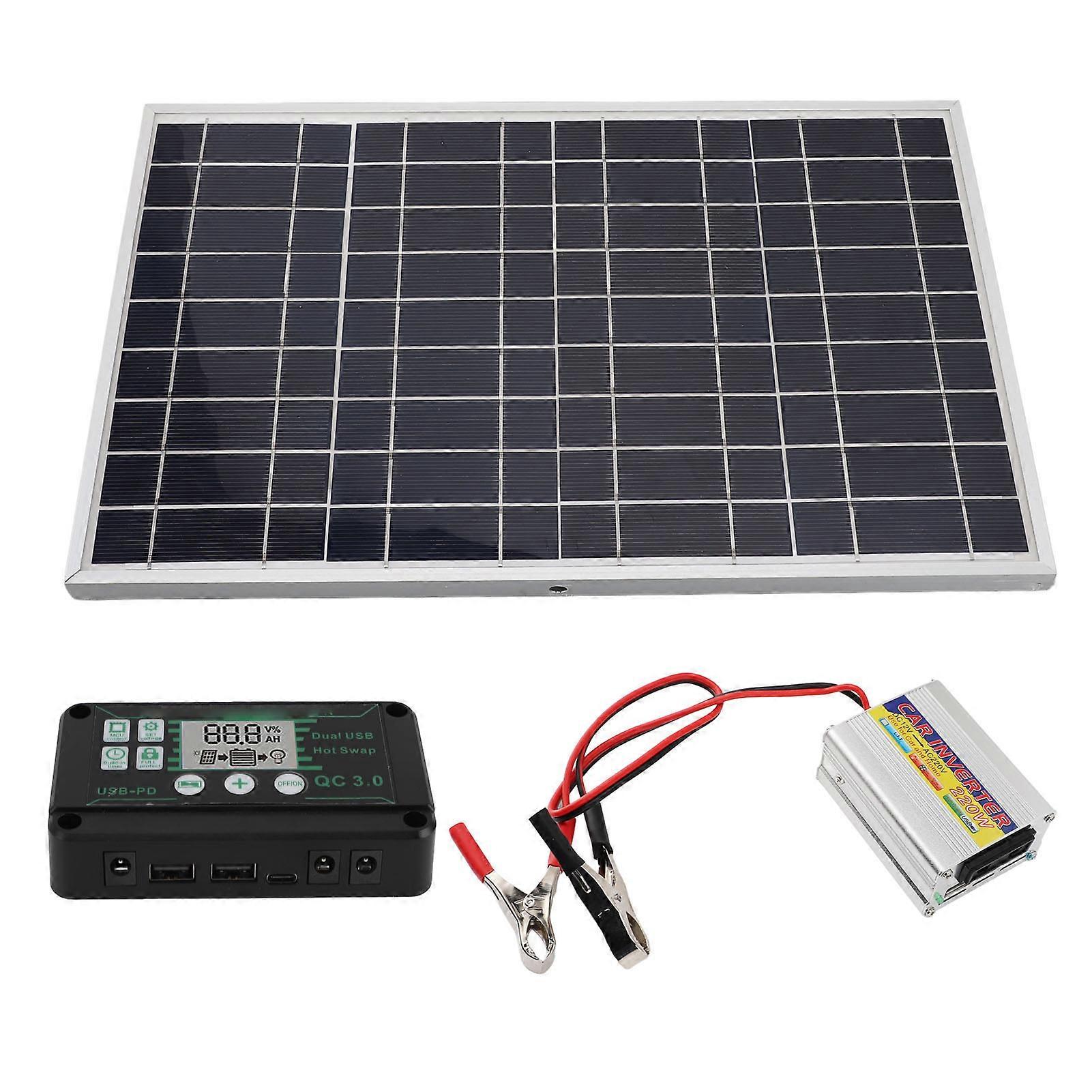 Solar Panel Kit 30W Solar Panel 220W MPPT Power Inverter Waterproof Controller for Power 