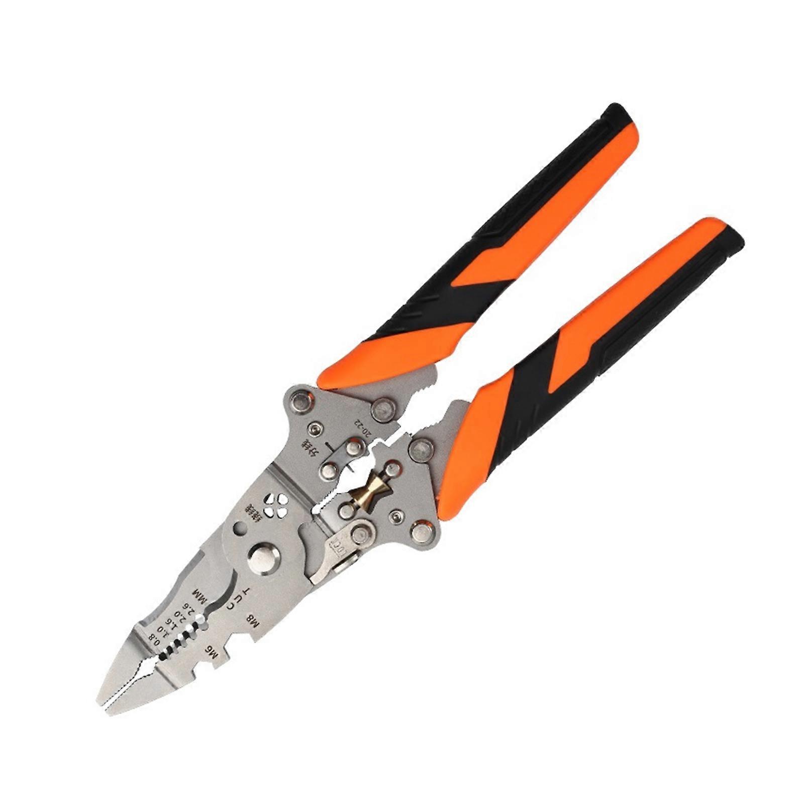 Compact 14 In 1 Wire Stripper And Crimper Tool Foldable Cable Pliers For Efficient Electrical Work And Easy Storage Multicolor