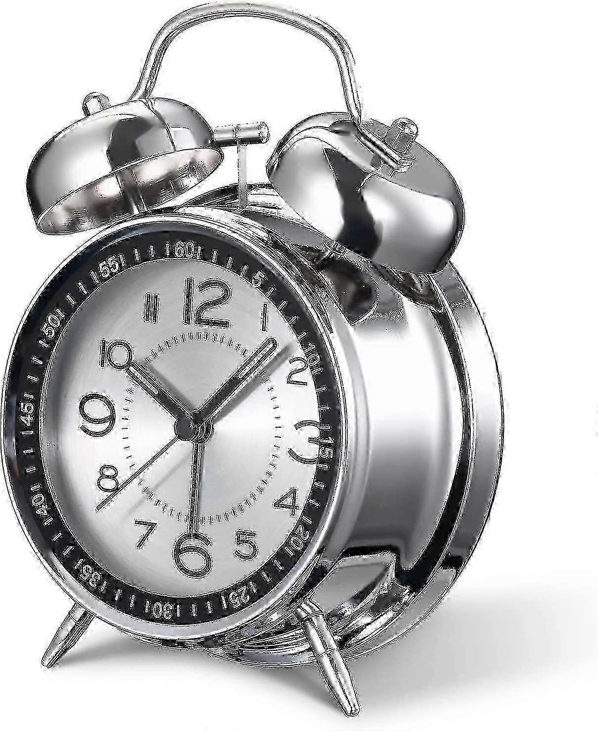 Loud Alarm Clock For Heavy Sleepers Adults,4 Inch Silent Non-ticking Quartz With Backlight,twin Bell