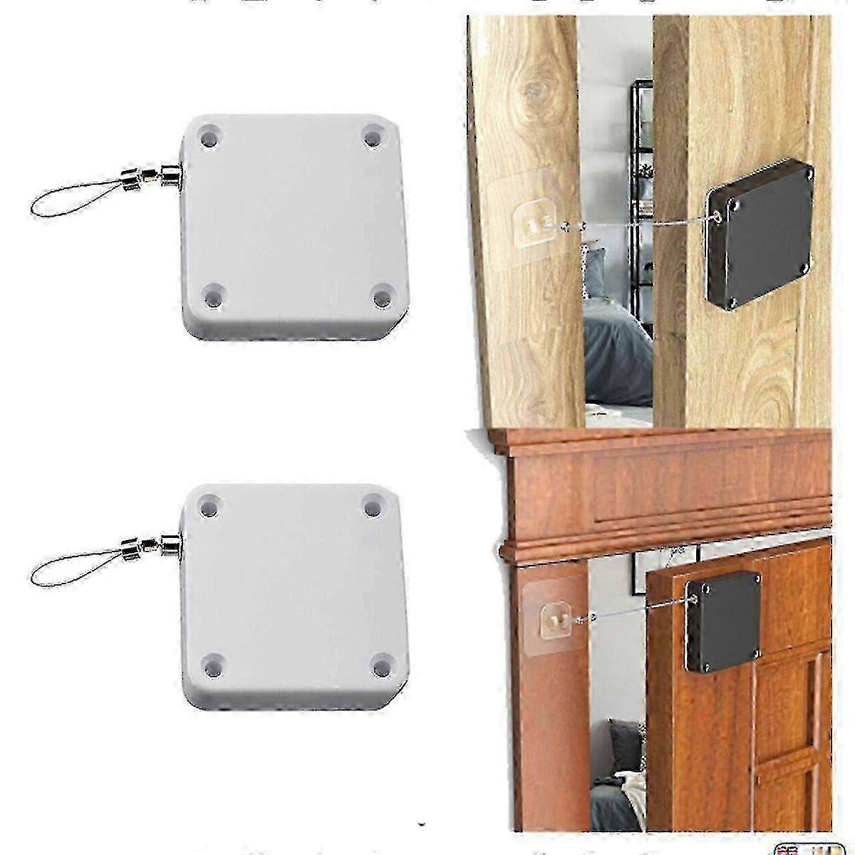 2pc Punch Free Automatic Sensor Door Closer Automatically Close Heavy Duty Auto Lock