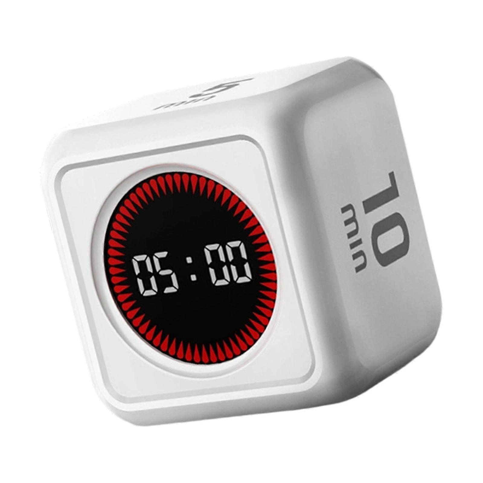 Gravities Sensors Count Down Study Timer with LED Display Rechargeable Cubes Shape Digital Timer Time Management Tool  White