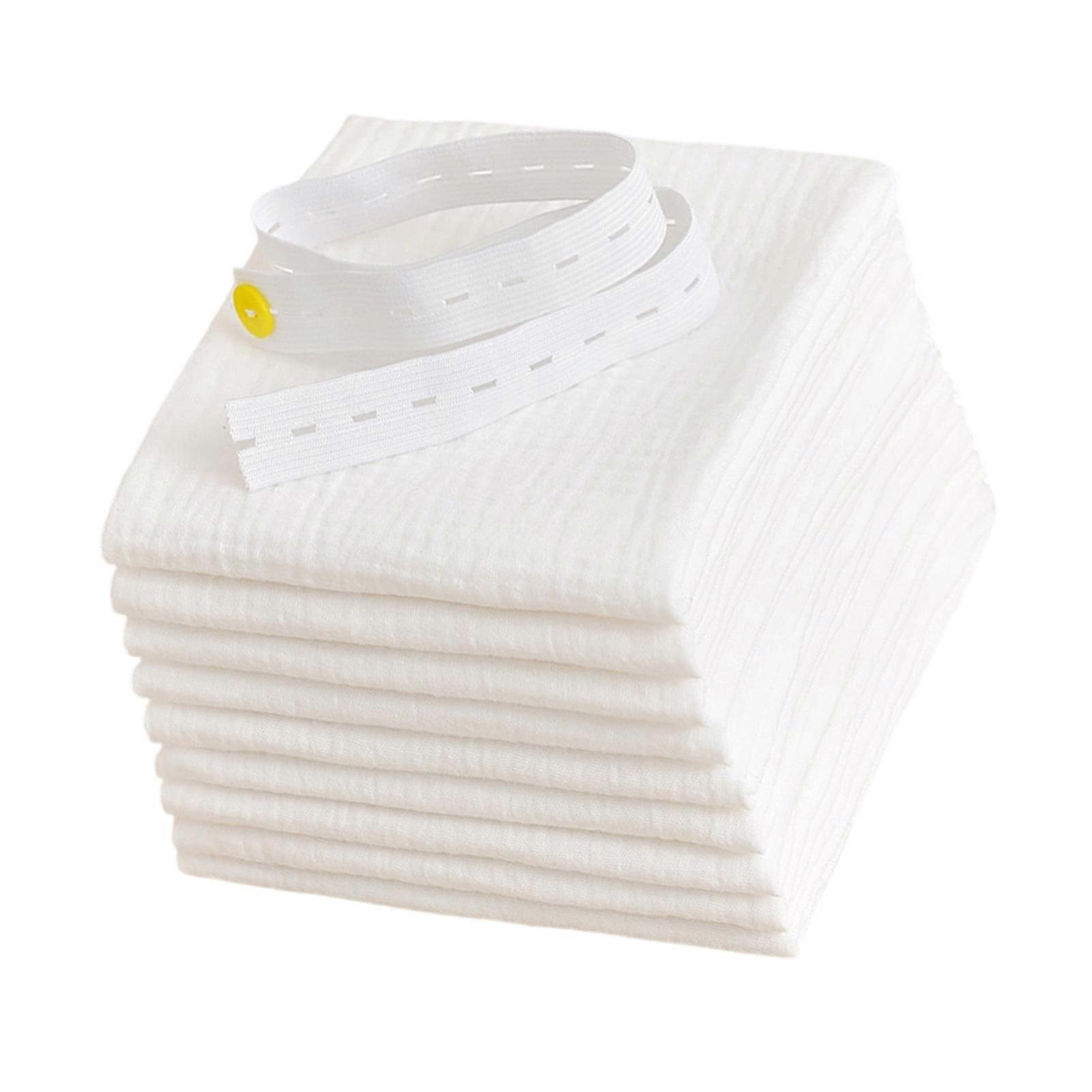 10 couches lavables en coton biologique recyclable, hypoallergéniques et douces pour la peau, avec matelas absorbants blancs.