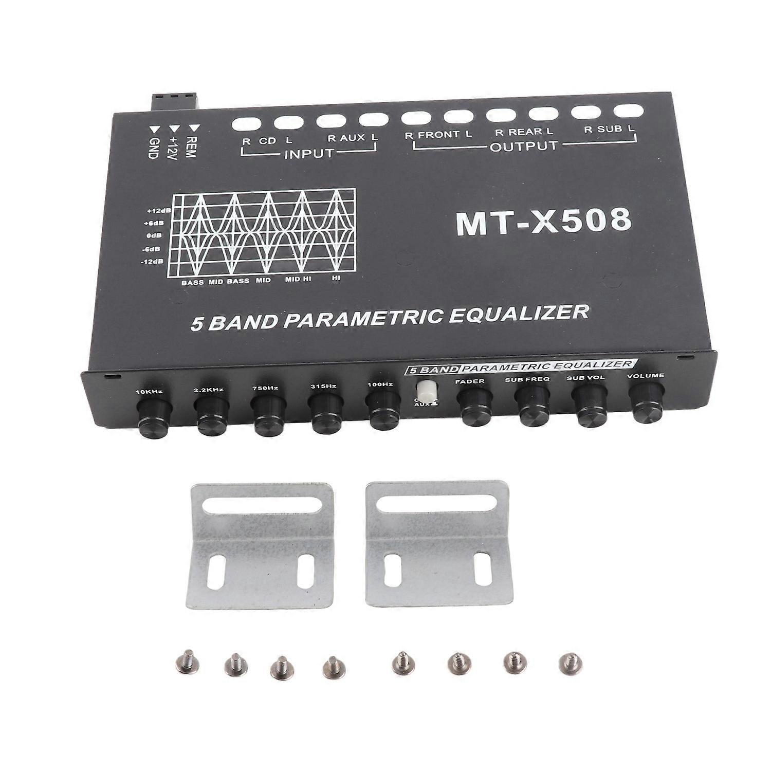 Car Audio Equalizer Adjustable 5 Bands Precise Tuning EQ Tuning Crossover Amplifier Graphic Equalize