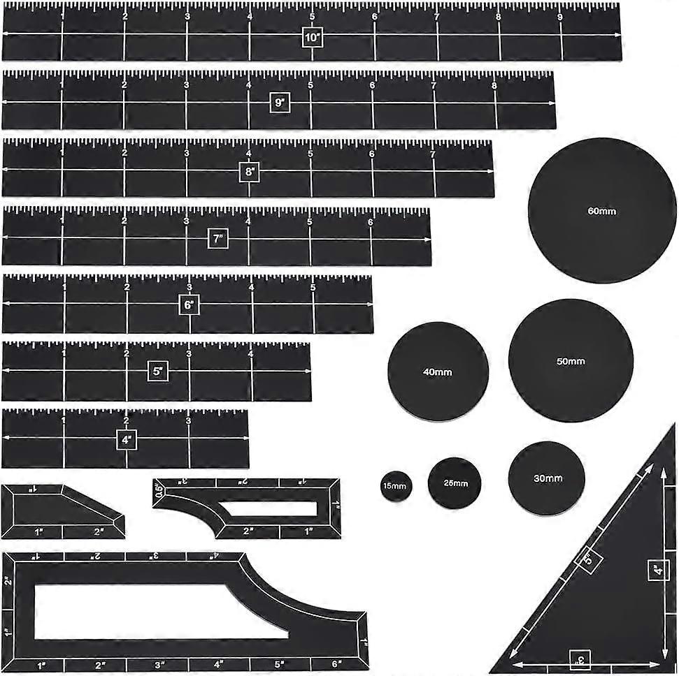 17Pcs Black Objective Point Markers Acrylic Objective Makers Ruler Set War Games Measuring Ruler Round Objective Marker Gaming Accessory for Tabletop 