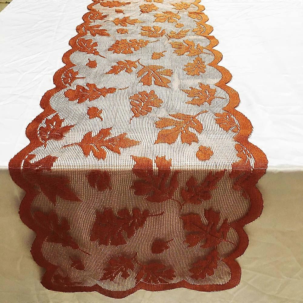 Maple Leaf Lace Table Flag, Fall Tablecloth Runner Decor, Compatible with Fall Dinner Parties & Restaurant Decoration