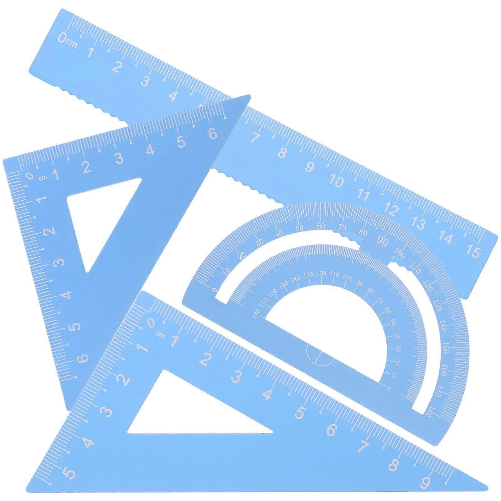 Eease 4Pcs Measuring Ruler Aluminum Alloy Scale Math Geometry Tool Protractor for Architect Engineer