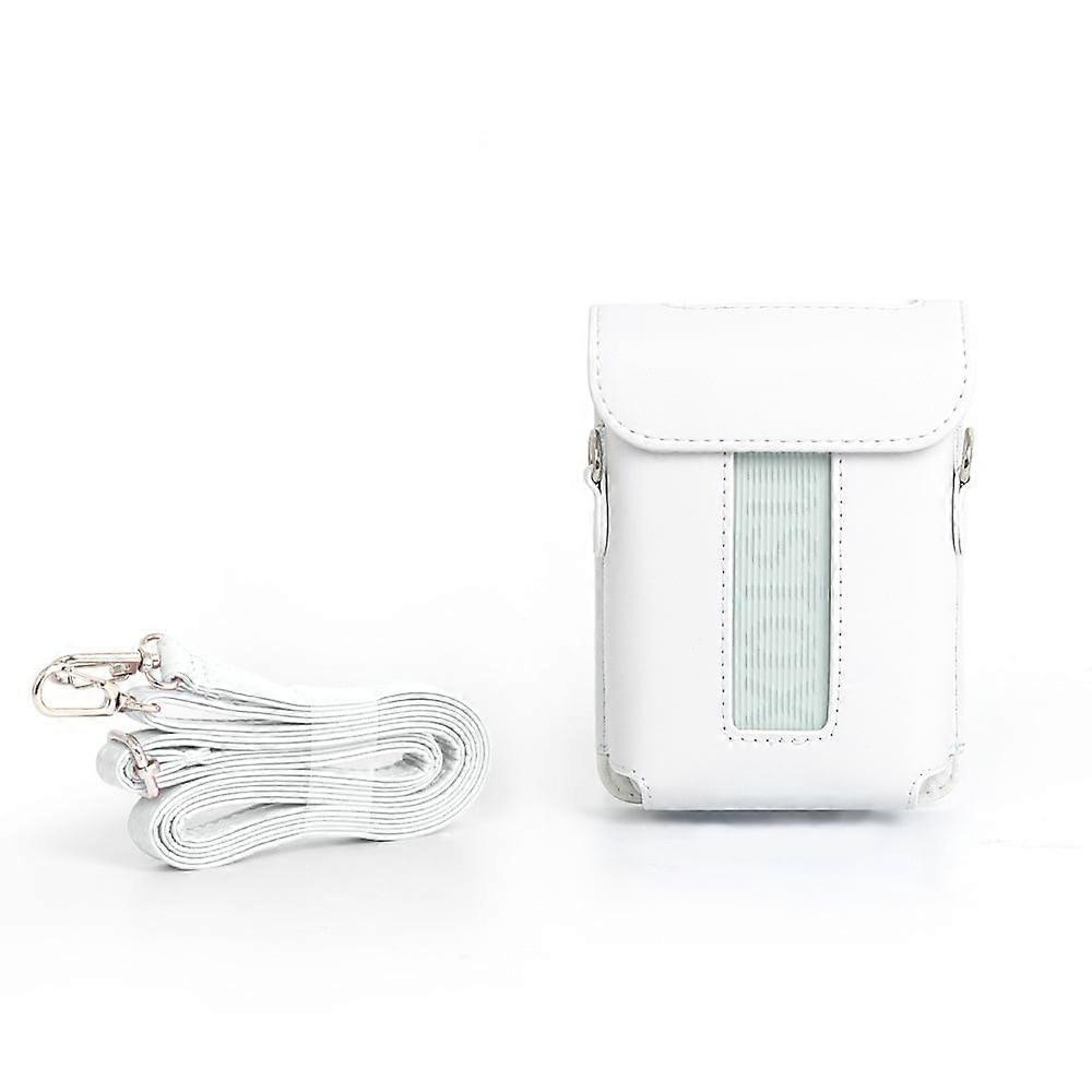Mini Link 3 Printer Case, PU Leather Carrying Case compatible with Instax mini Link 3, Protective Travel Bag with Shoulder Strap - White