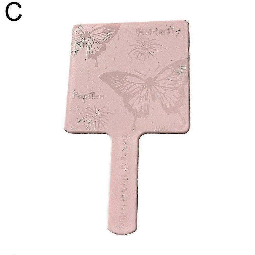 Pink Butterfly (C)$ Simple handle mirror advanced convenient makeup mirror girly small mirror handheld makeup mirror