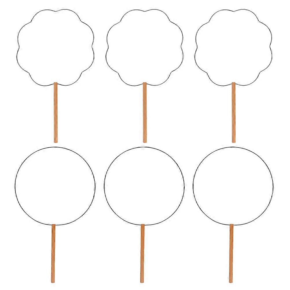 Chinese Hand Fan Frames Iron Structure for DIY Projects 6Pcs