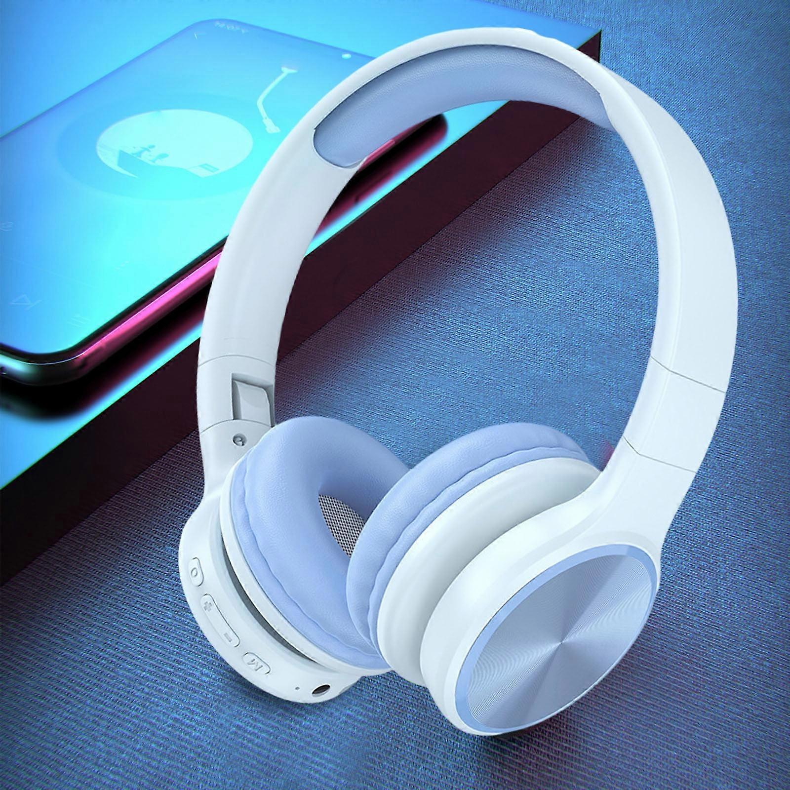 Avtoify Around-Ear Bass Gaming Headset Surround Sound Headphones with Noise Cancelling Microphone Bluetooth Blue