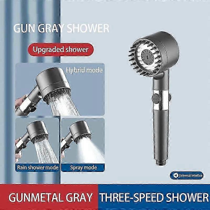 3 Modes Adjustable Powerful Booster Water-saving Spray Shower Nozzle Bathroom Shower Filter SPA Shower Replaceable Filters ON/OFF Button Shower Head