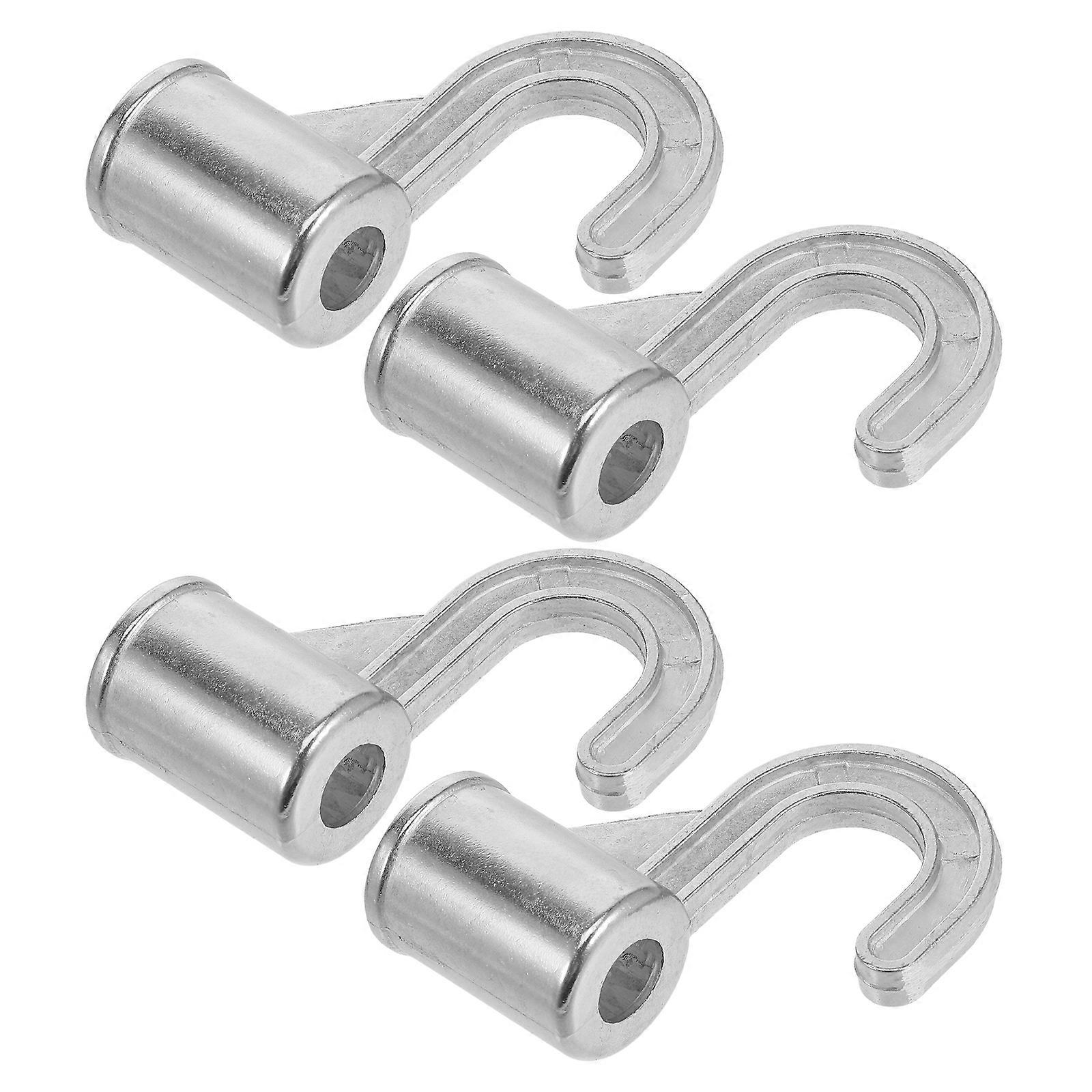Closet Rod Hooks Metal Hooks for Hanging Clothes 4Pcs Silver Set