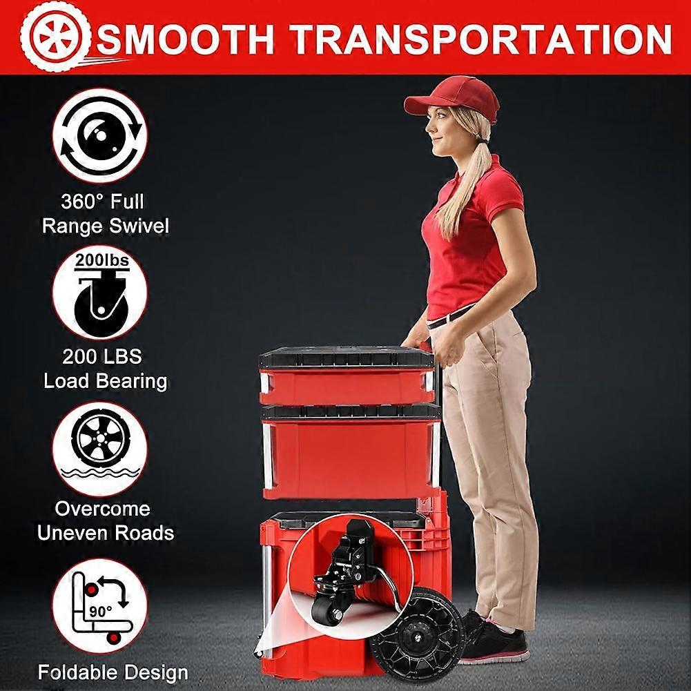 Front Wheels for Rolling Tool Box,Thickened Steel Construction Front Wheels Foldable Caster Wheel Kit