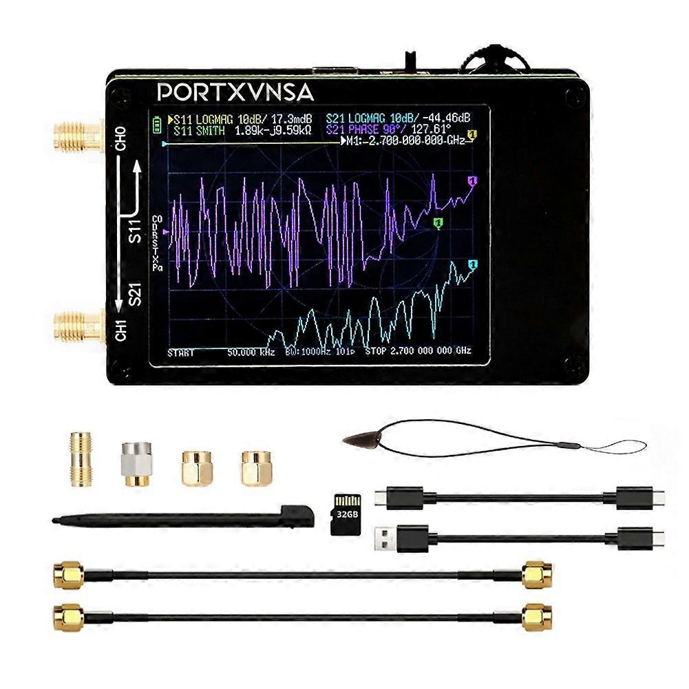 Upgraded Version NanoVNA Plus Vector Network Antenna Analyzer 50KHz-2.7GHz MF HF VHF UHF with 32G SD Card