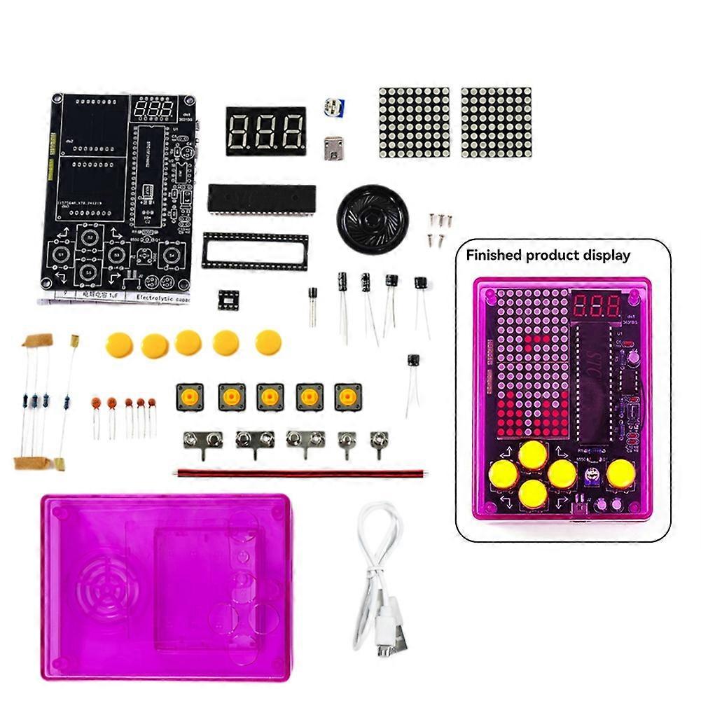 DIY Pixel Game Kit with Voice Mini Pixel Game Console Electronics Kit Soldering Project Practice So