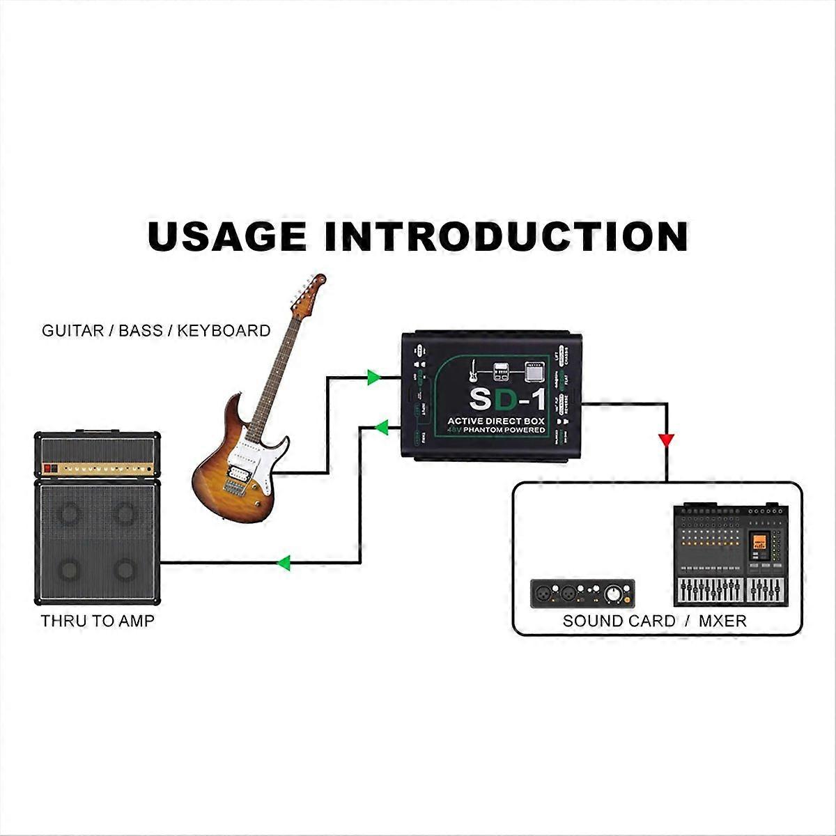 Professional 48V SD-1 Box Professional Guitar Inst ent Mono DI Box Active Series Effect Device Active Direct Box