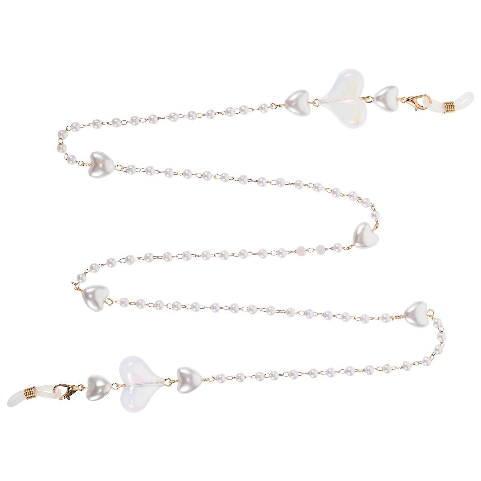 Heart-Shaped Mask Lanyard for Glasses Durable Simulation Pearl Chain