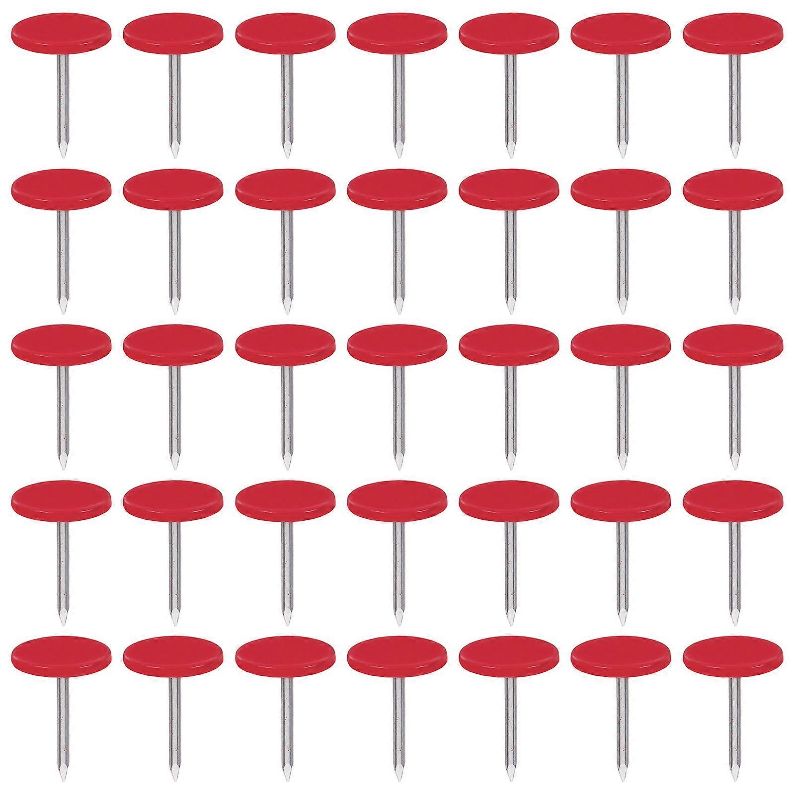 Flat Rounded Pushpins for Wall Decoration 200Pcs Red Iron Thumb Tacks