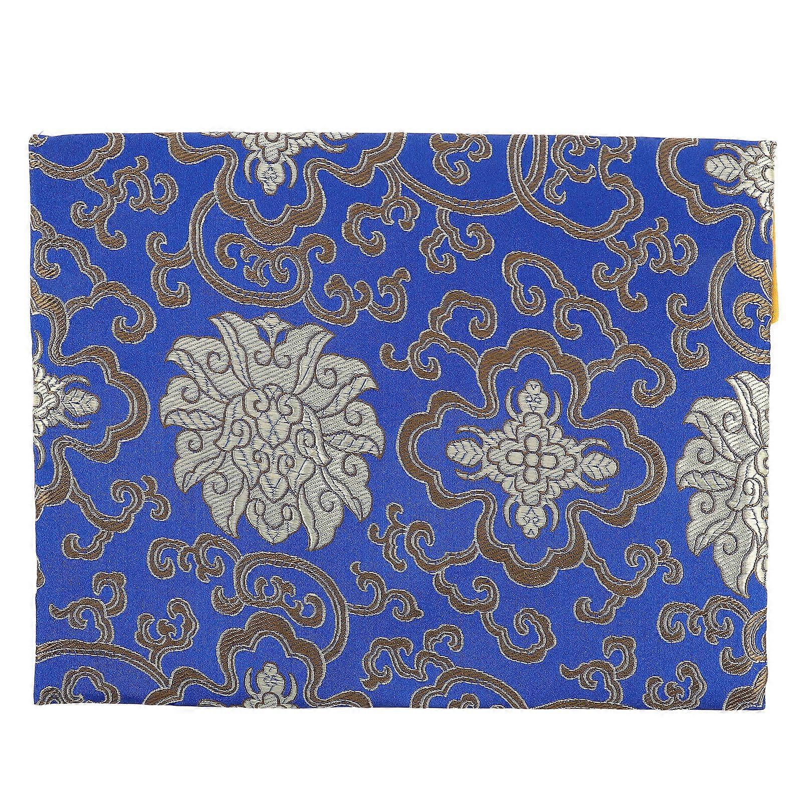 Long Rectangular Scripture Bag for Storage Use with Blue Brocade Pouch