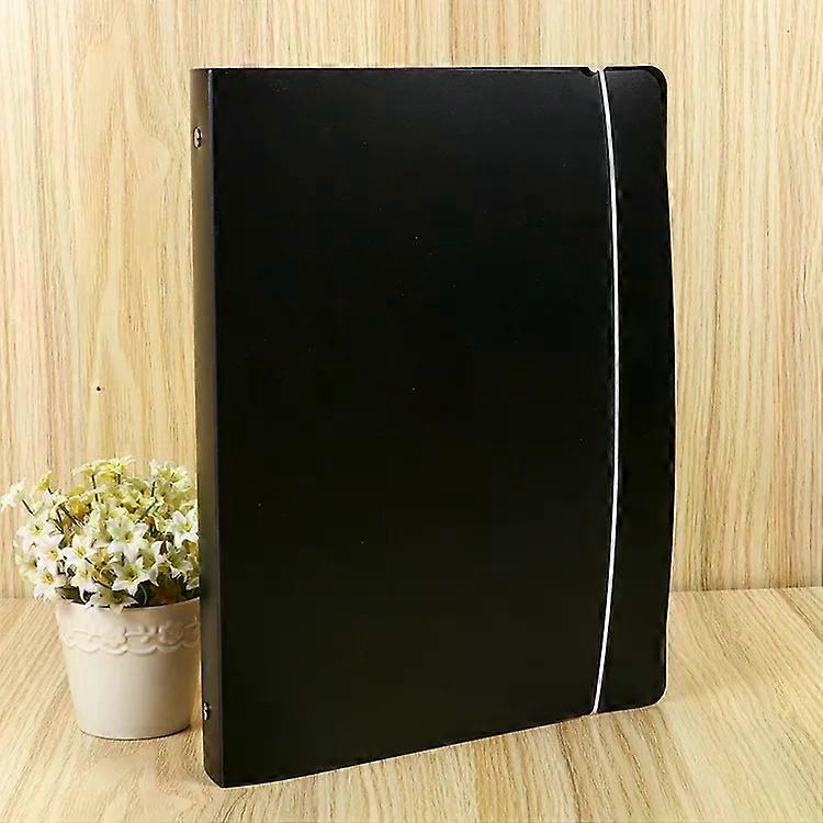 Black Frosted PP Plastic Folder with Zip Ties, 6-hole Loose Leaf Folder, Notebook Folder