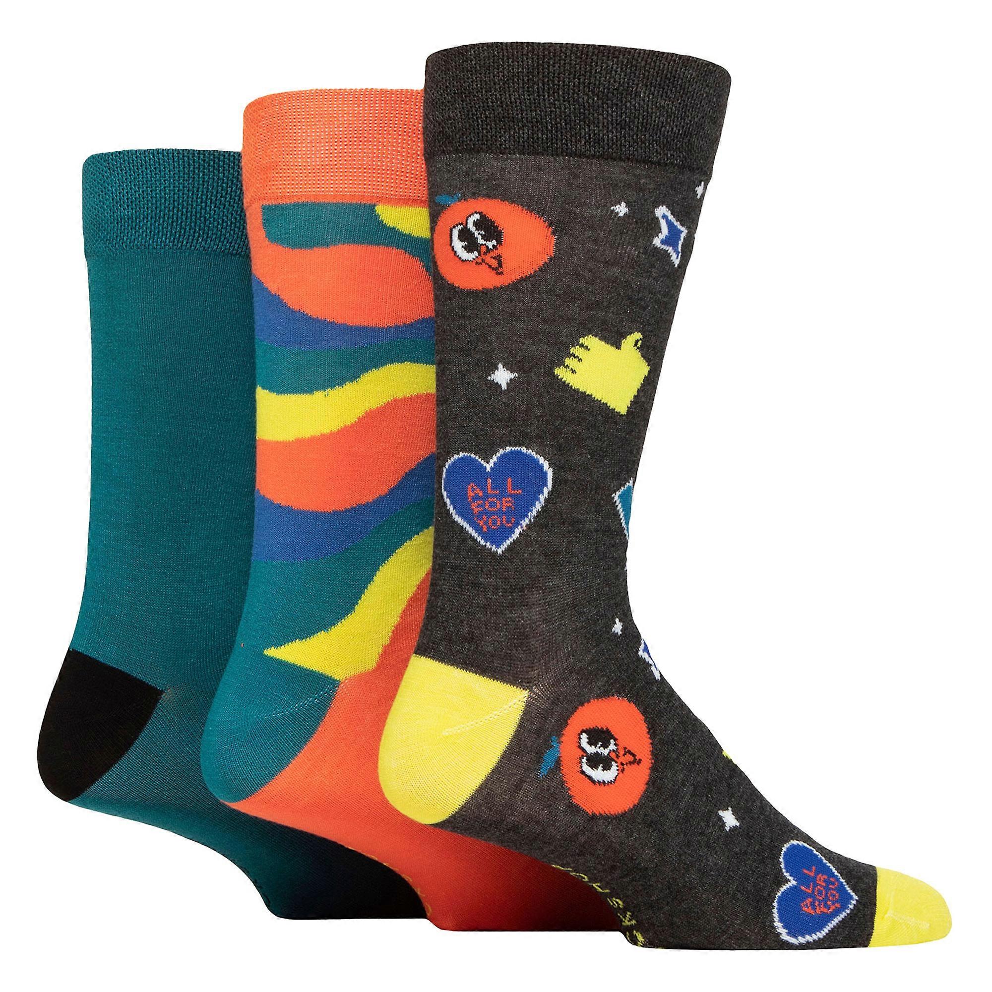 SOCKSHOP - 3 Pack Mens Plain & Patterned Bamboo Socks